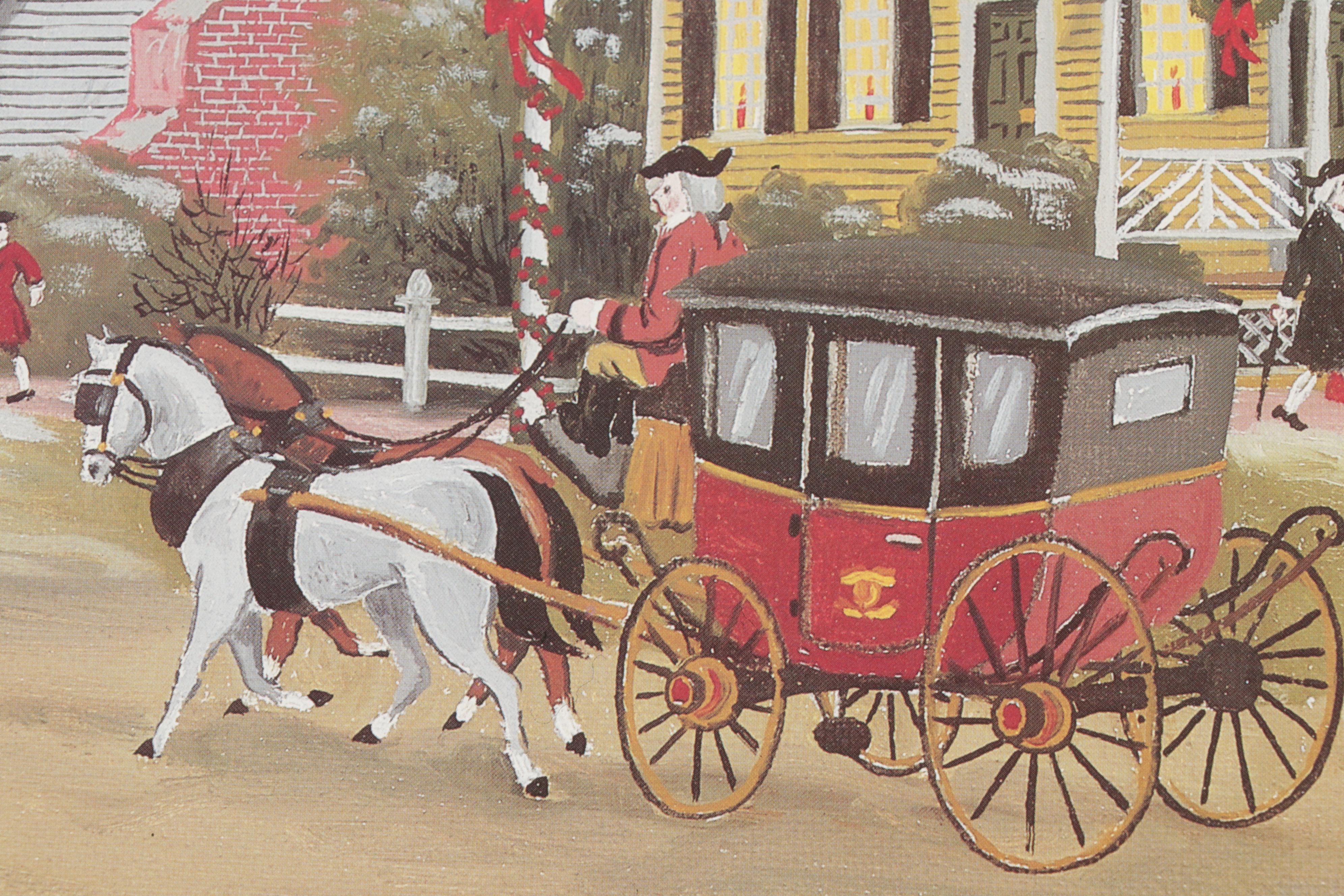 James Wallace Baker Offset Lithograph "Christmas Eve in Williamsburg," 1986