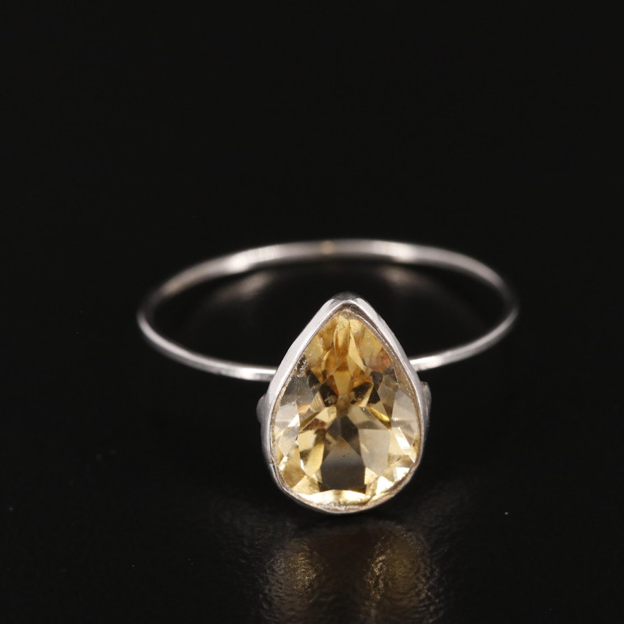 14K Citrine Solitaire Ring