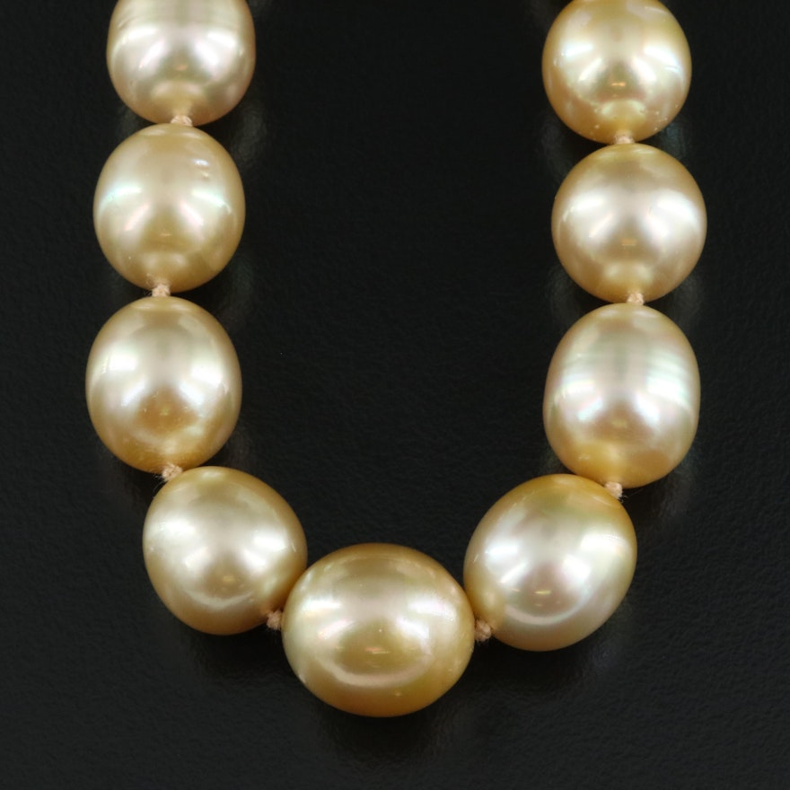 South Sea Pearl Necklace with 14K Clasp and GIA Report