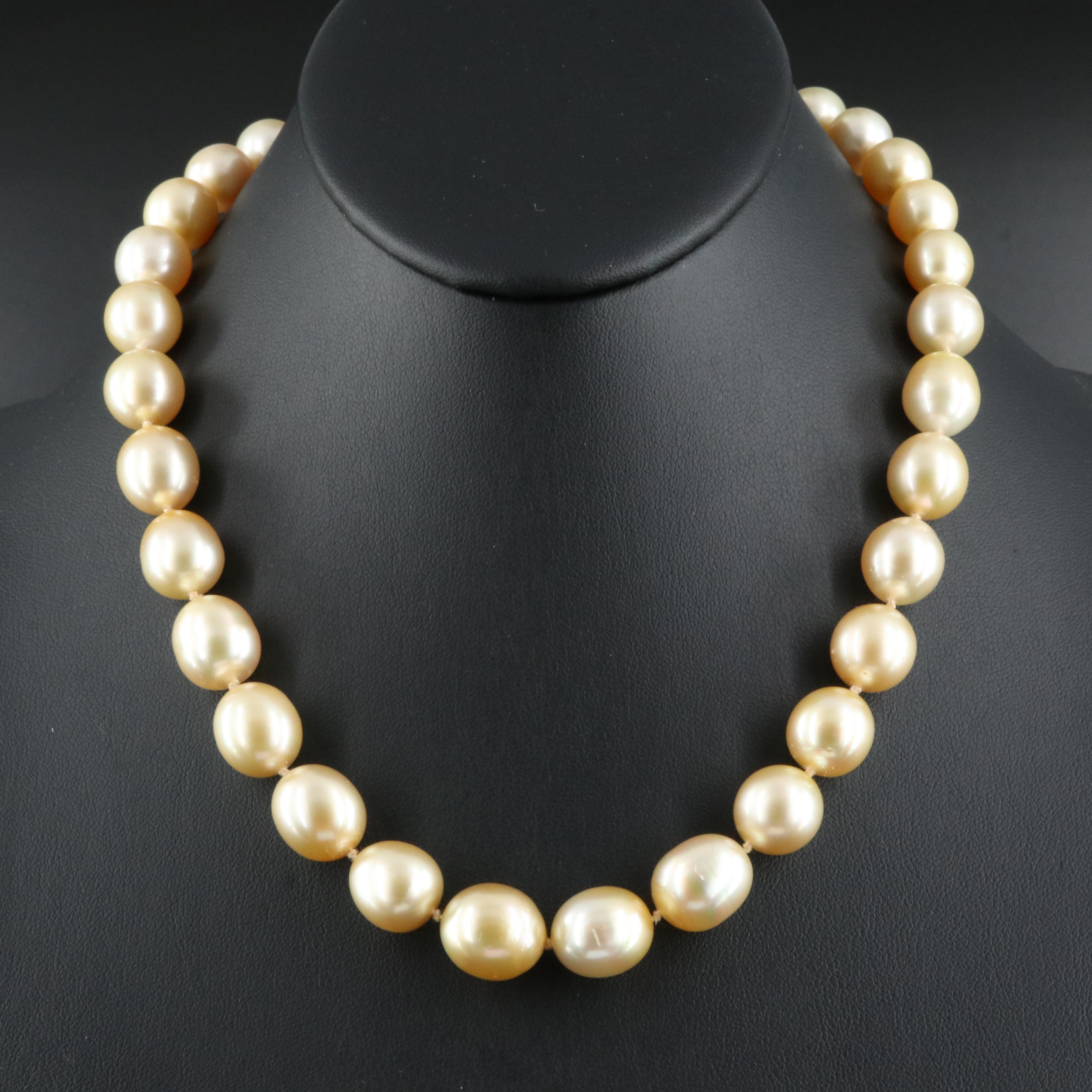 South Sea Pearl Necklace with 14K Clasp and GIA Report