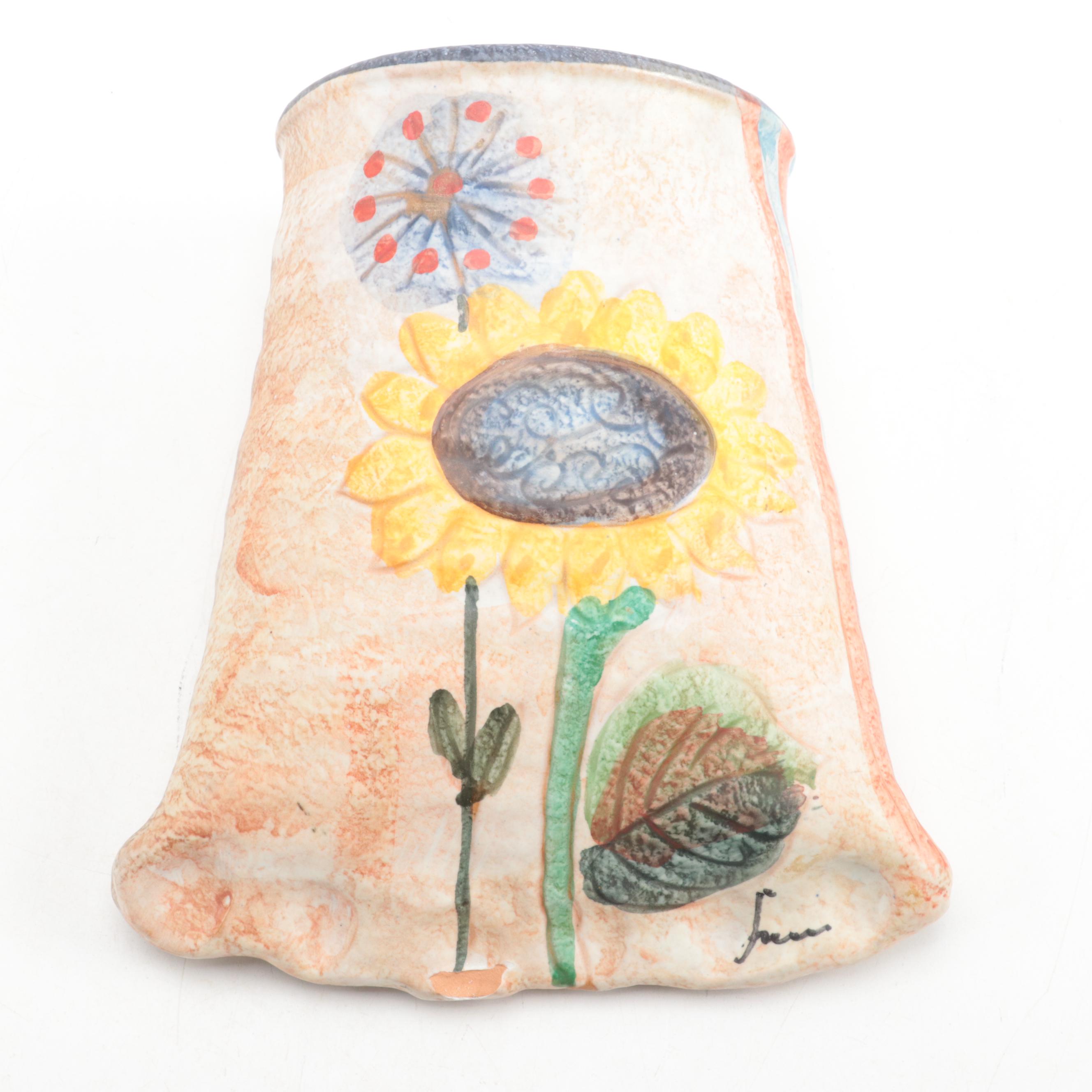 Italian Terracotta Art Pottery Wall Pocket