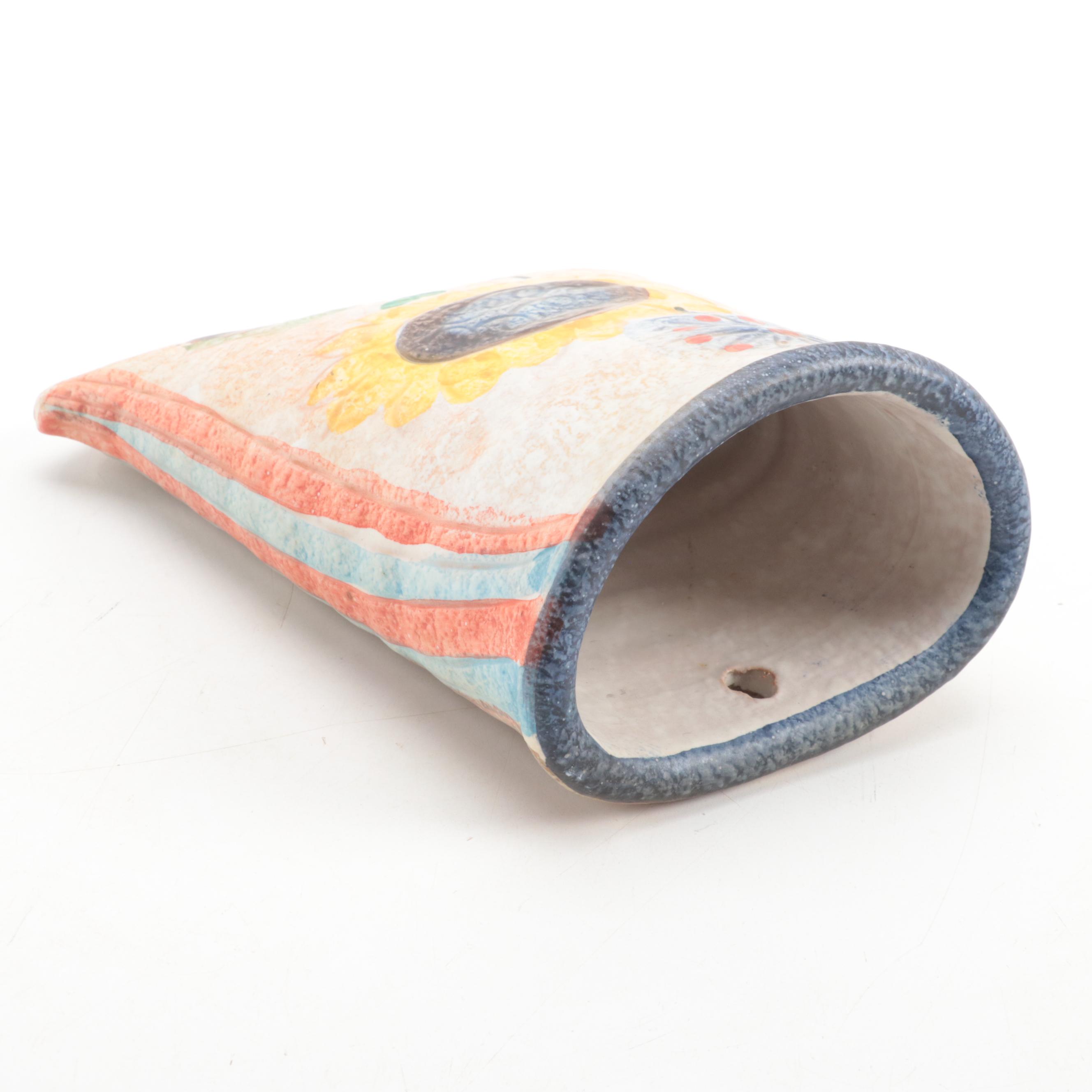 Italian Terracotta Art Pottery Wall Pocket