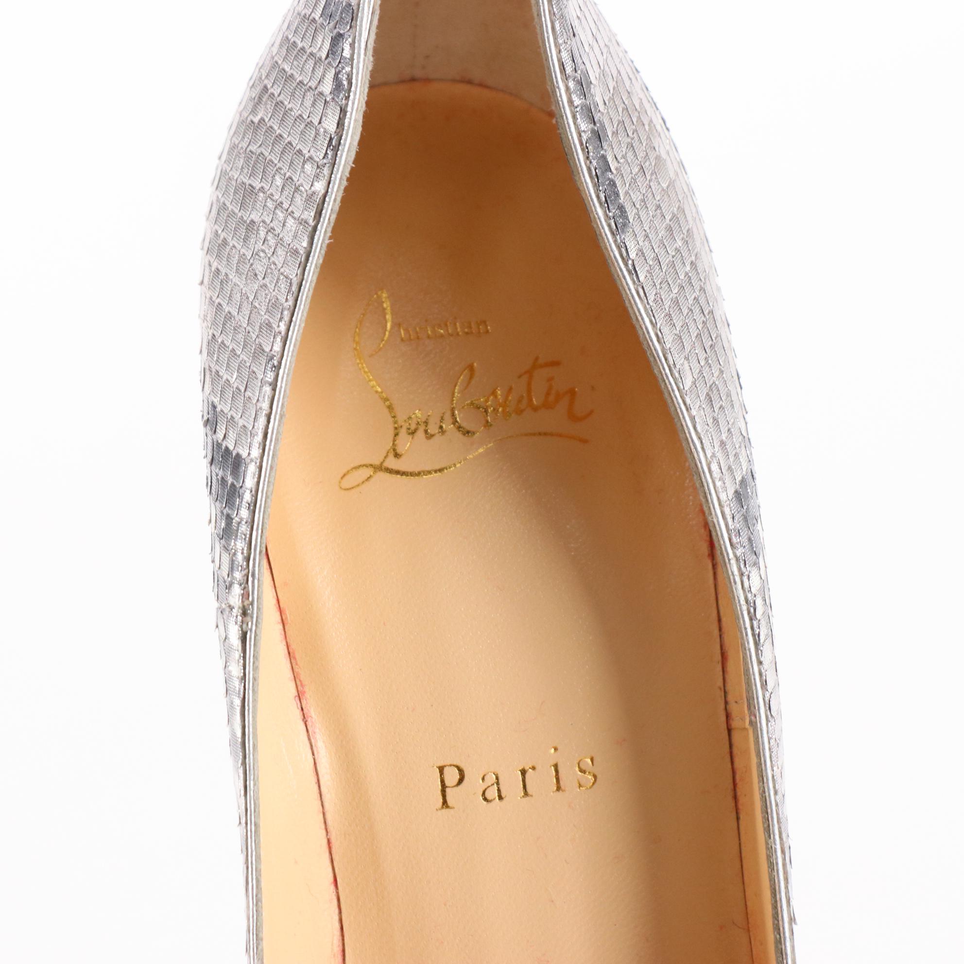 Christian Louboutin "So Kate" Pumps in Metallic Snakeskin Print