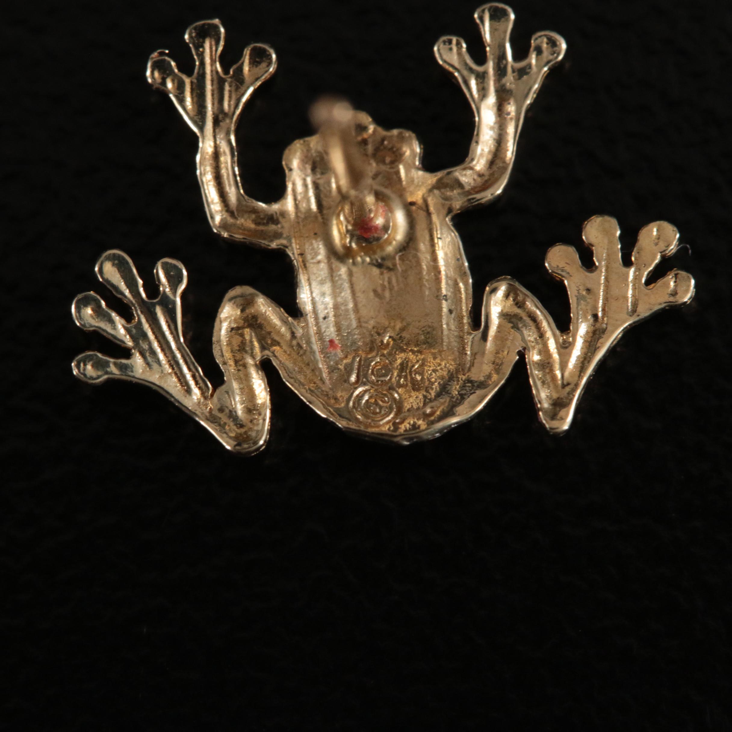 10K Two-Tone Frog Earrings