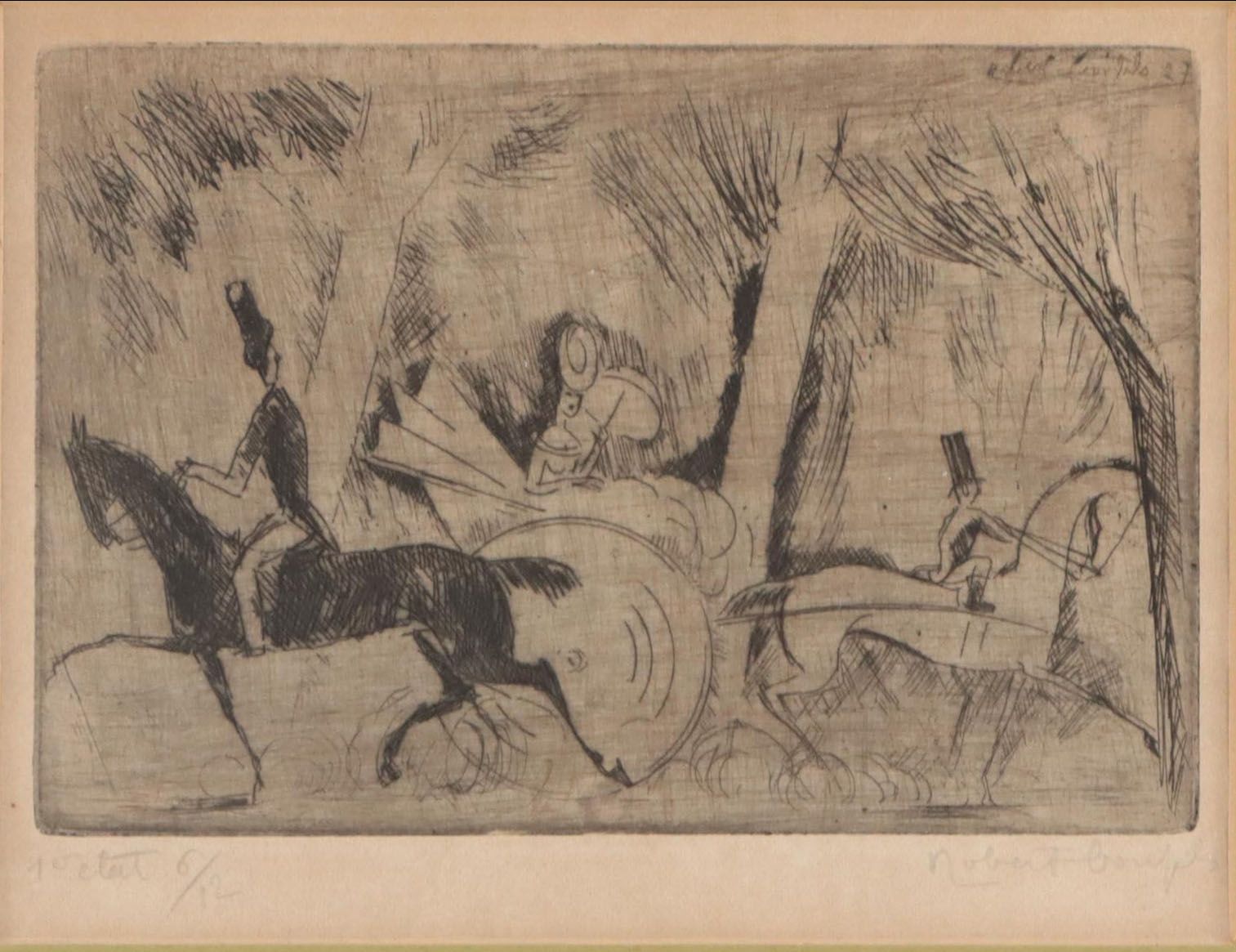 Robert Bonfils Etching With Drypoint of a Promenade, Early 20th Century