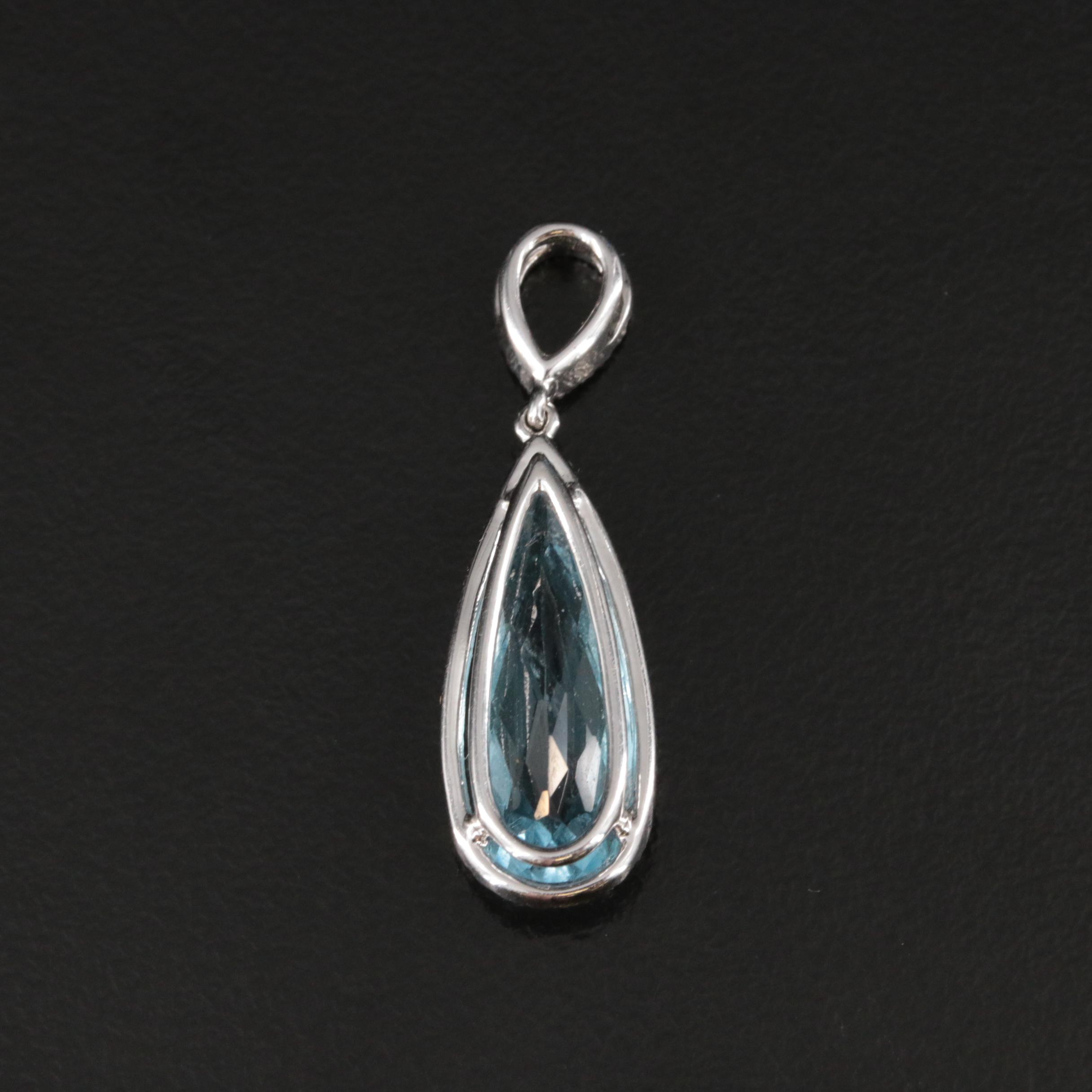 14K Topaz and Diamond Drop Pendant