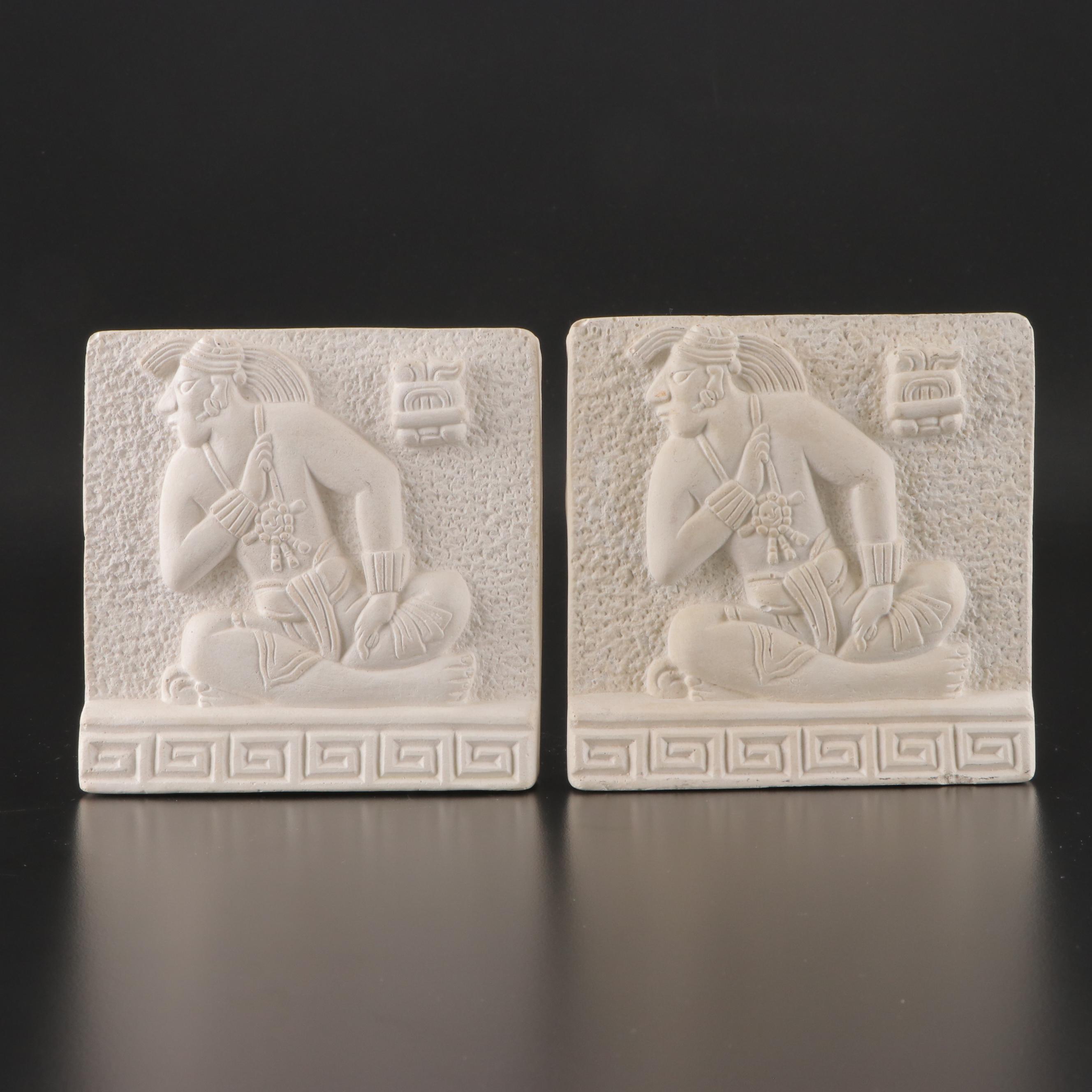 Renato Dorfman Plaster Relief Mayan "Lord Zac" Plaques