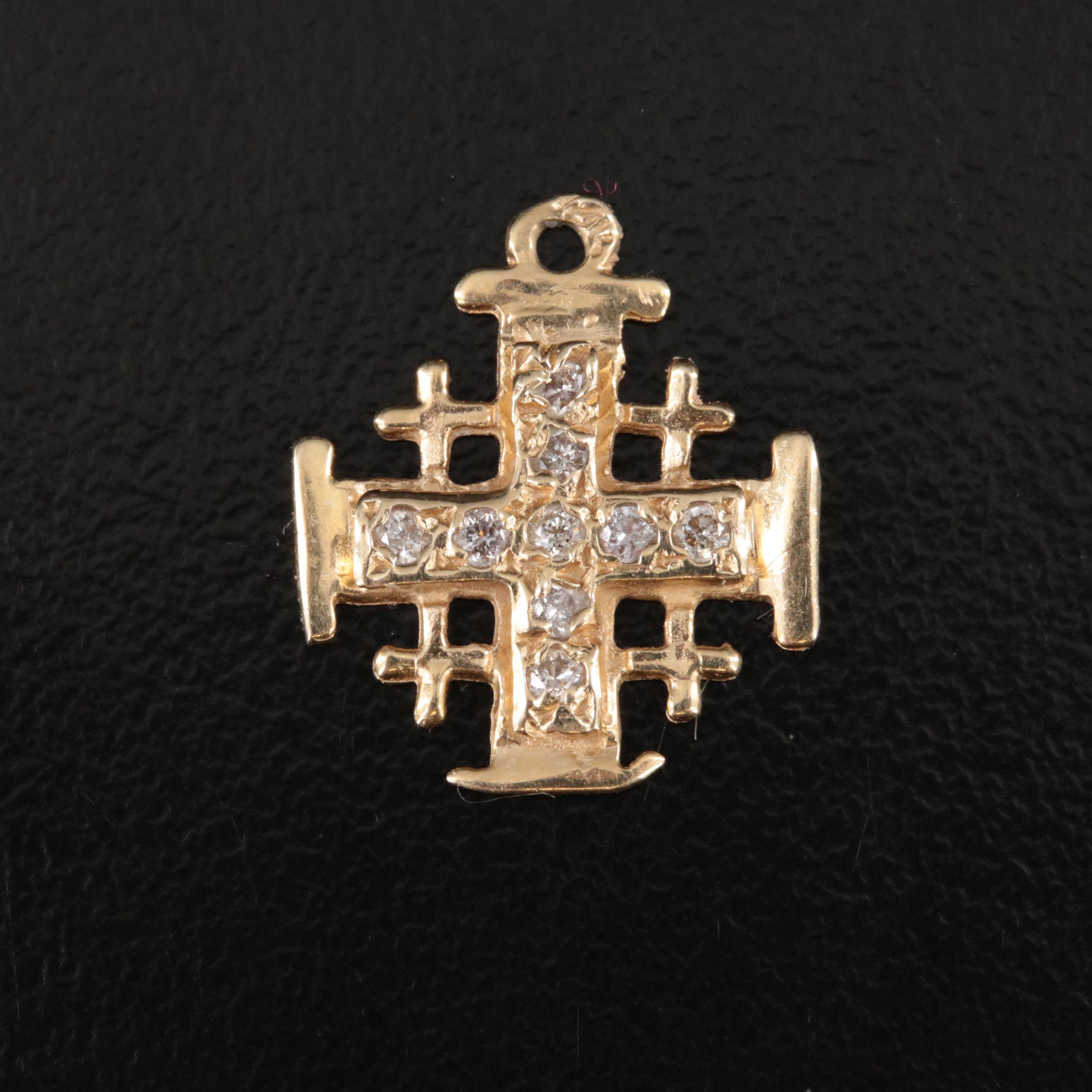 Jerusalem 14K 0.14 CTW Diamond Cross Pendant