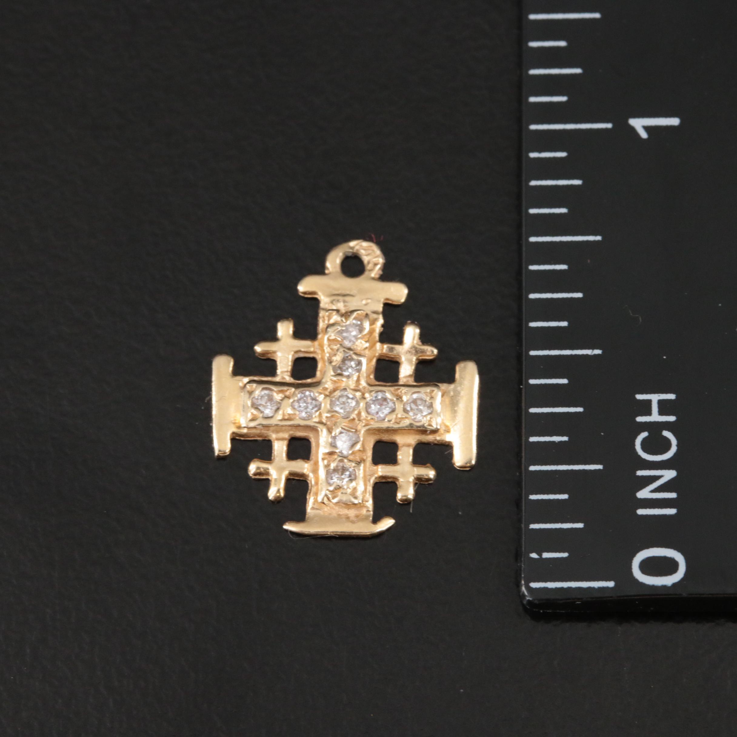 Jerusalem 14K 0.14 CTW Diamond Cross Pendant