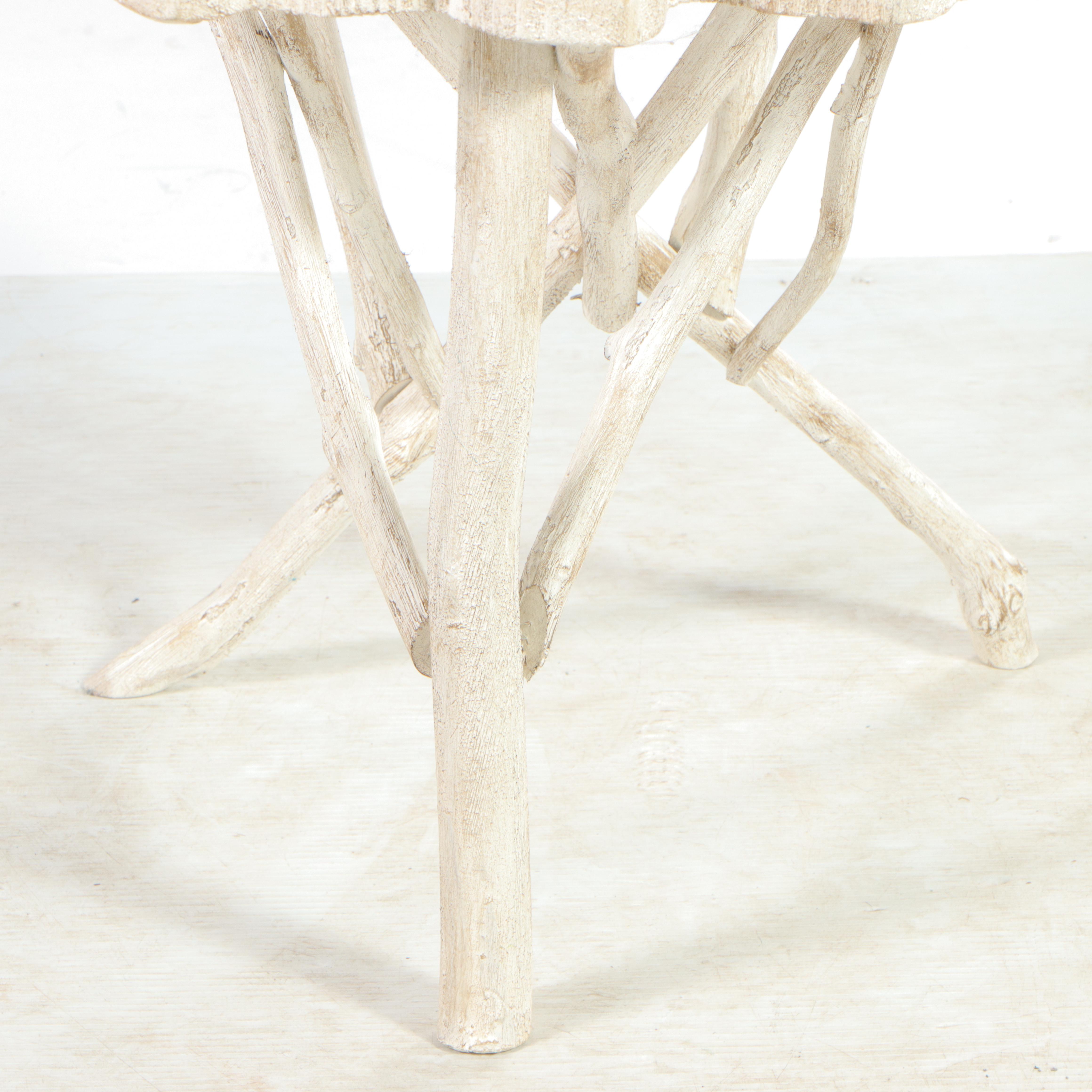 WhitePainted Wooden Coffee Table with Stick Legs and FreeForm Top EBTH