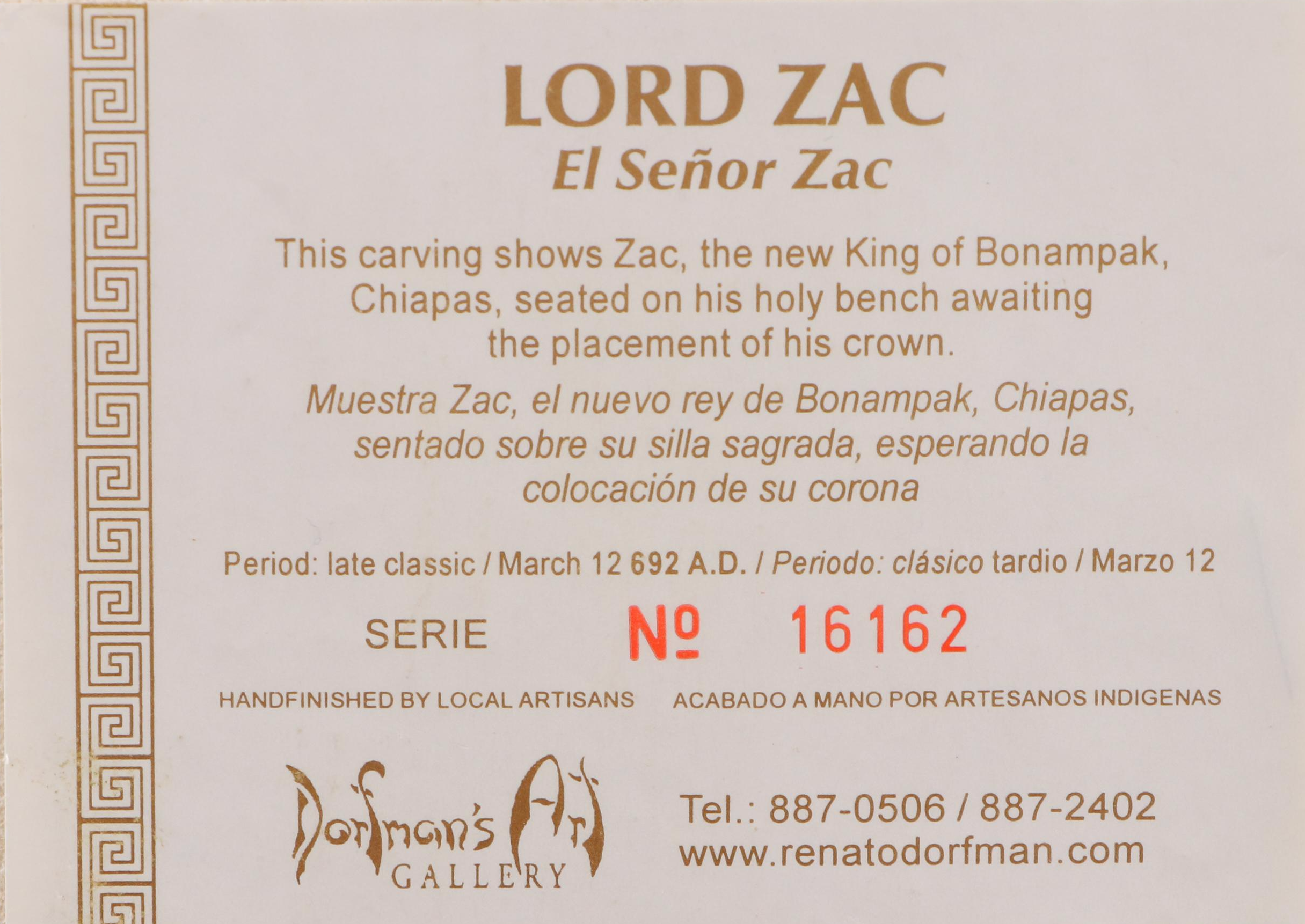 Renato Dorfman Plaster Relief Mayan "Lord Zac" Plaques