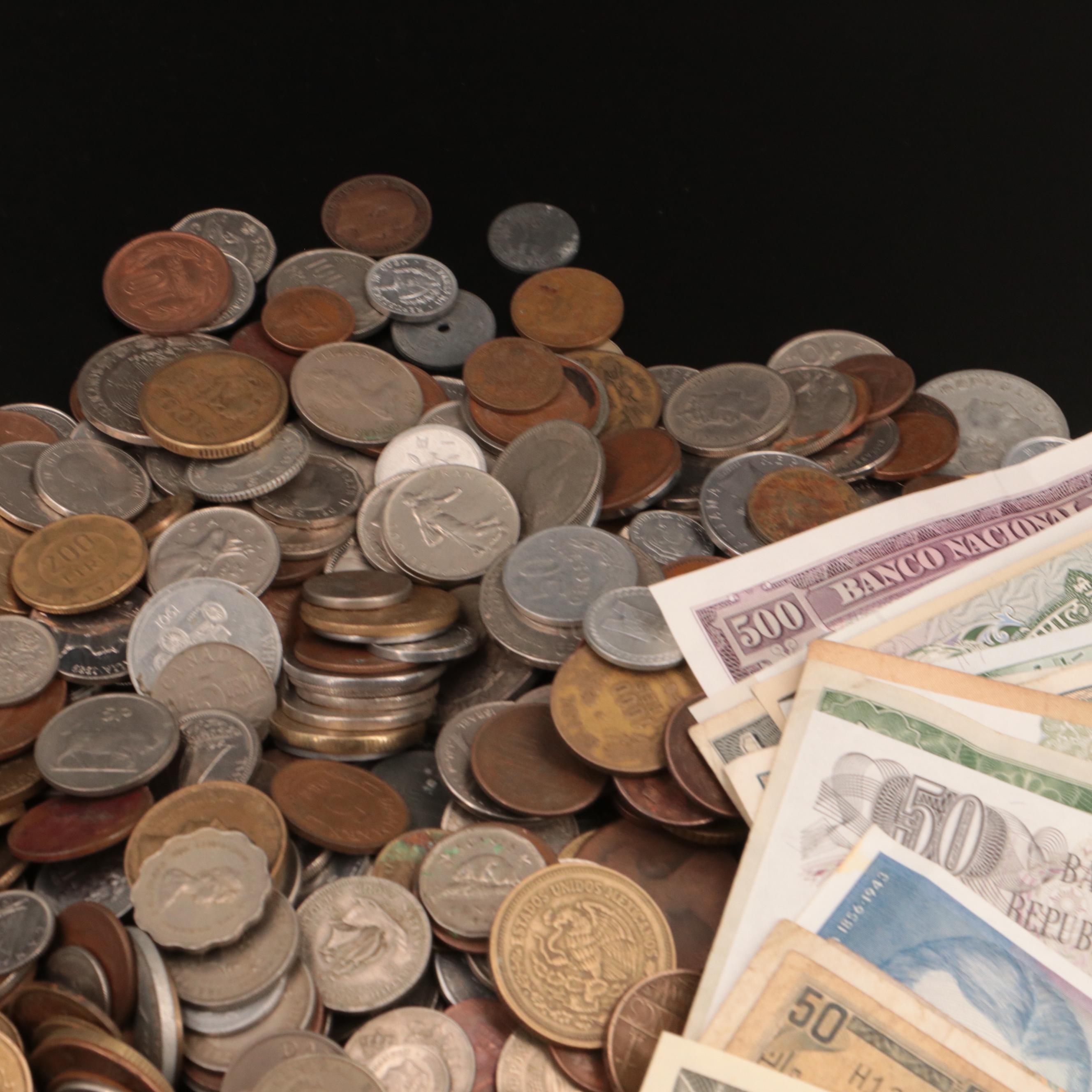 Over 510 Foreign Coins and 22 Currency Notes