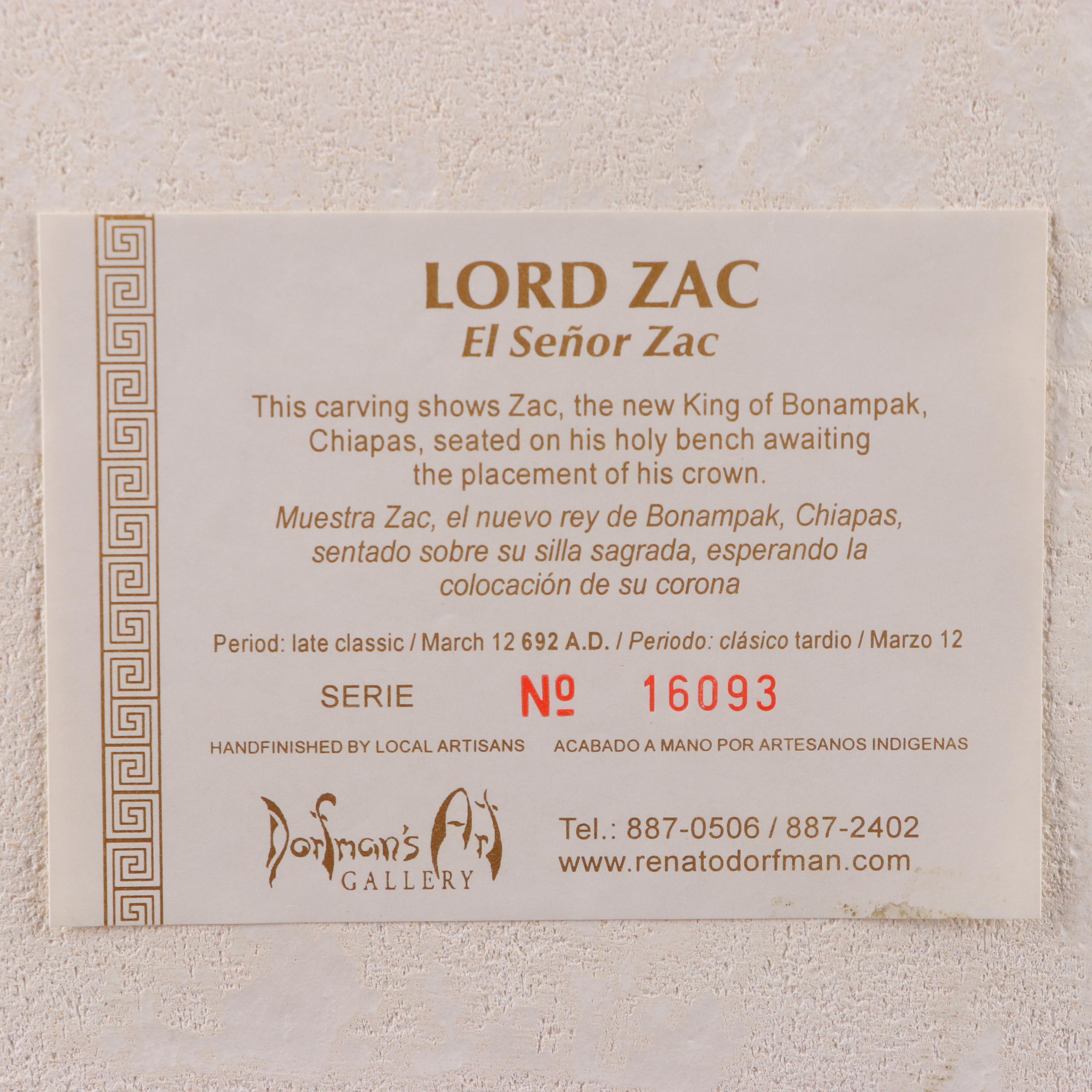 Renato Dorfman Plaster Relief Mayan "Lord Zac" Plaques