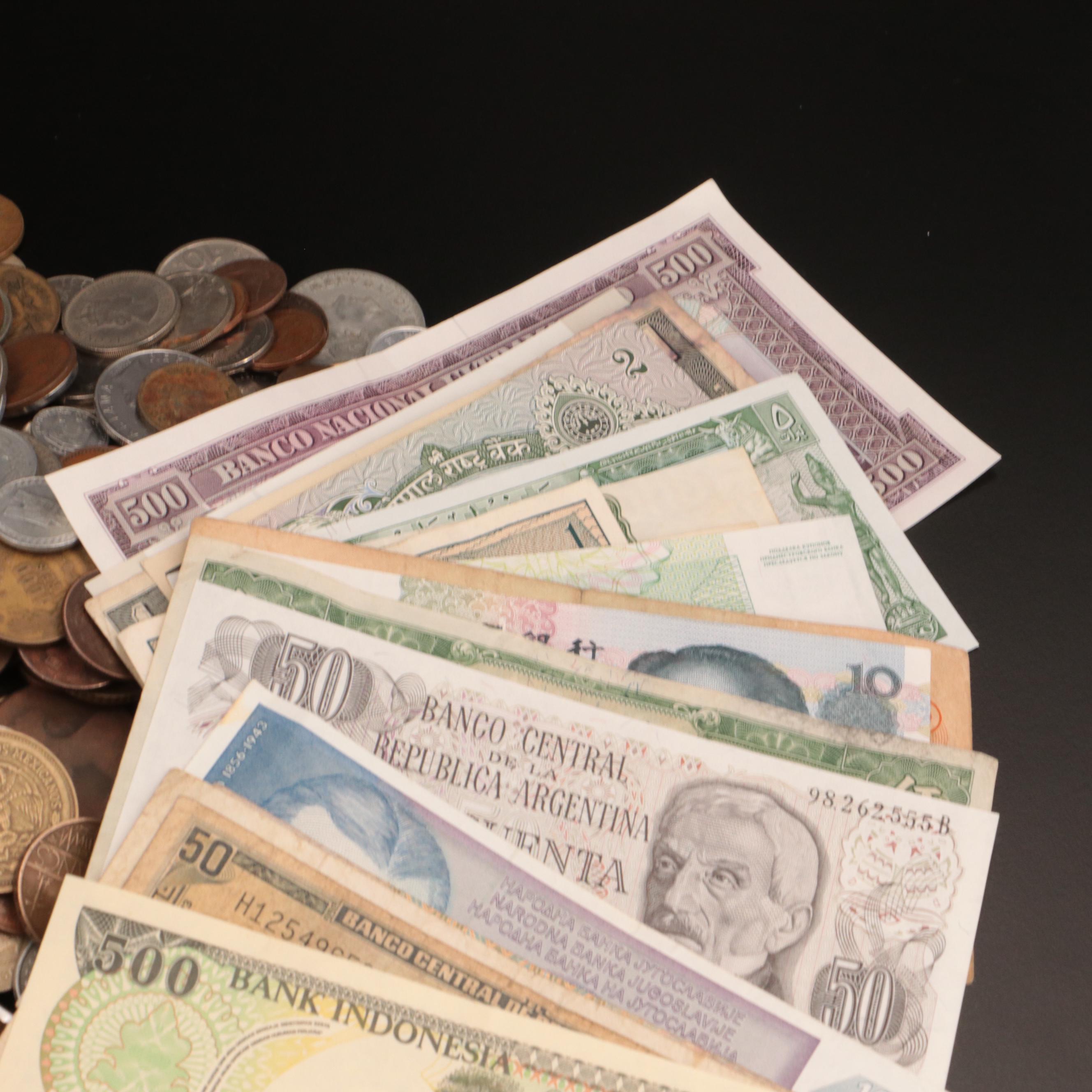Over 510 Foreign Coins and 22 Currency Notes