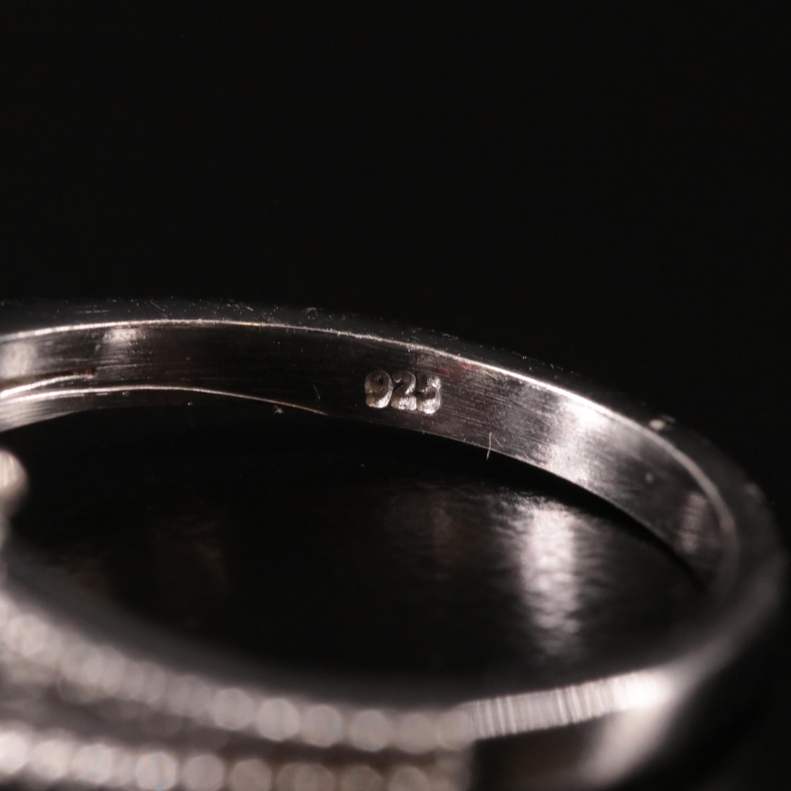 Sterling Garnet and Diamond Ring