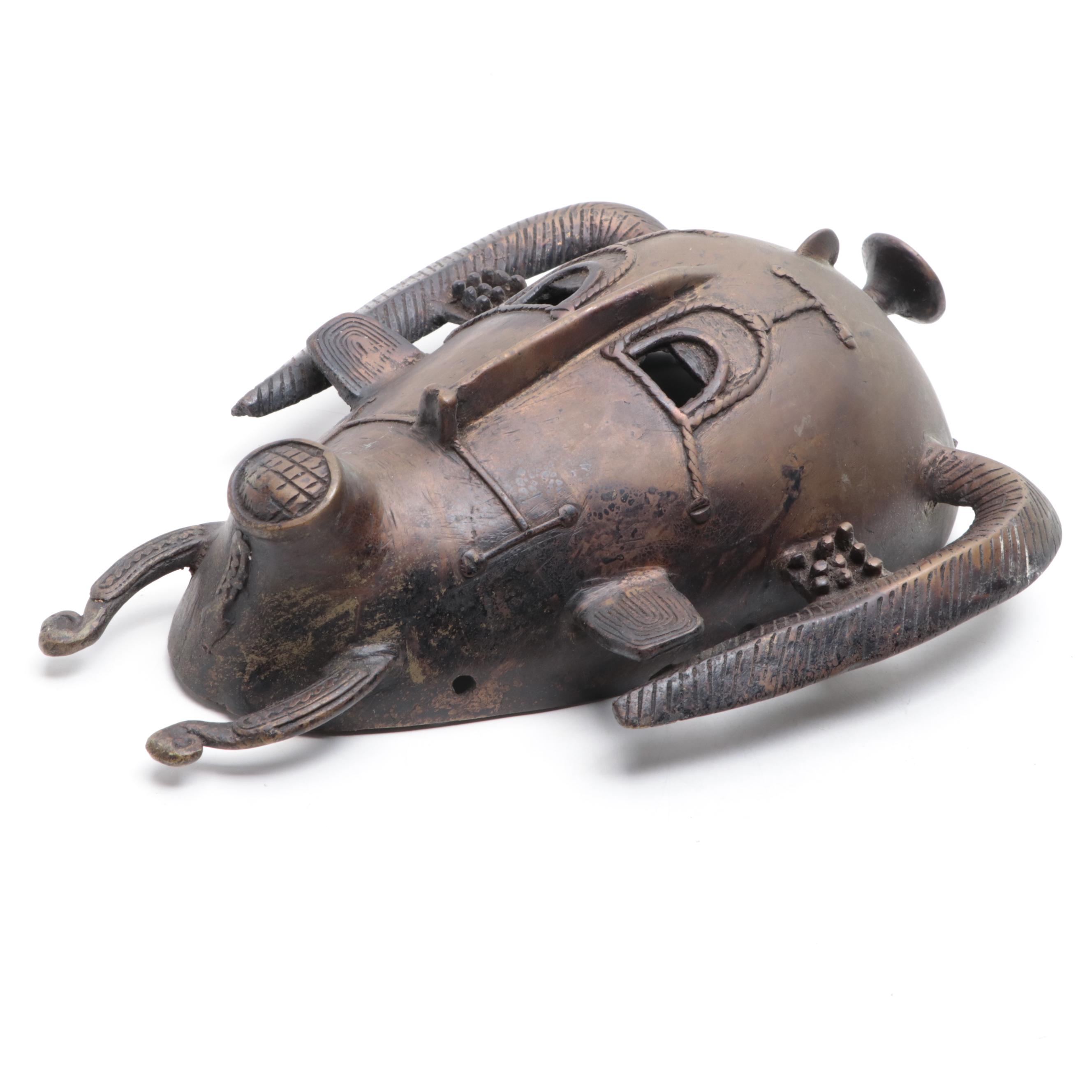 Senufo Ivory Coast African Kpelie Bronze Mask