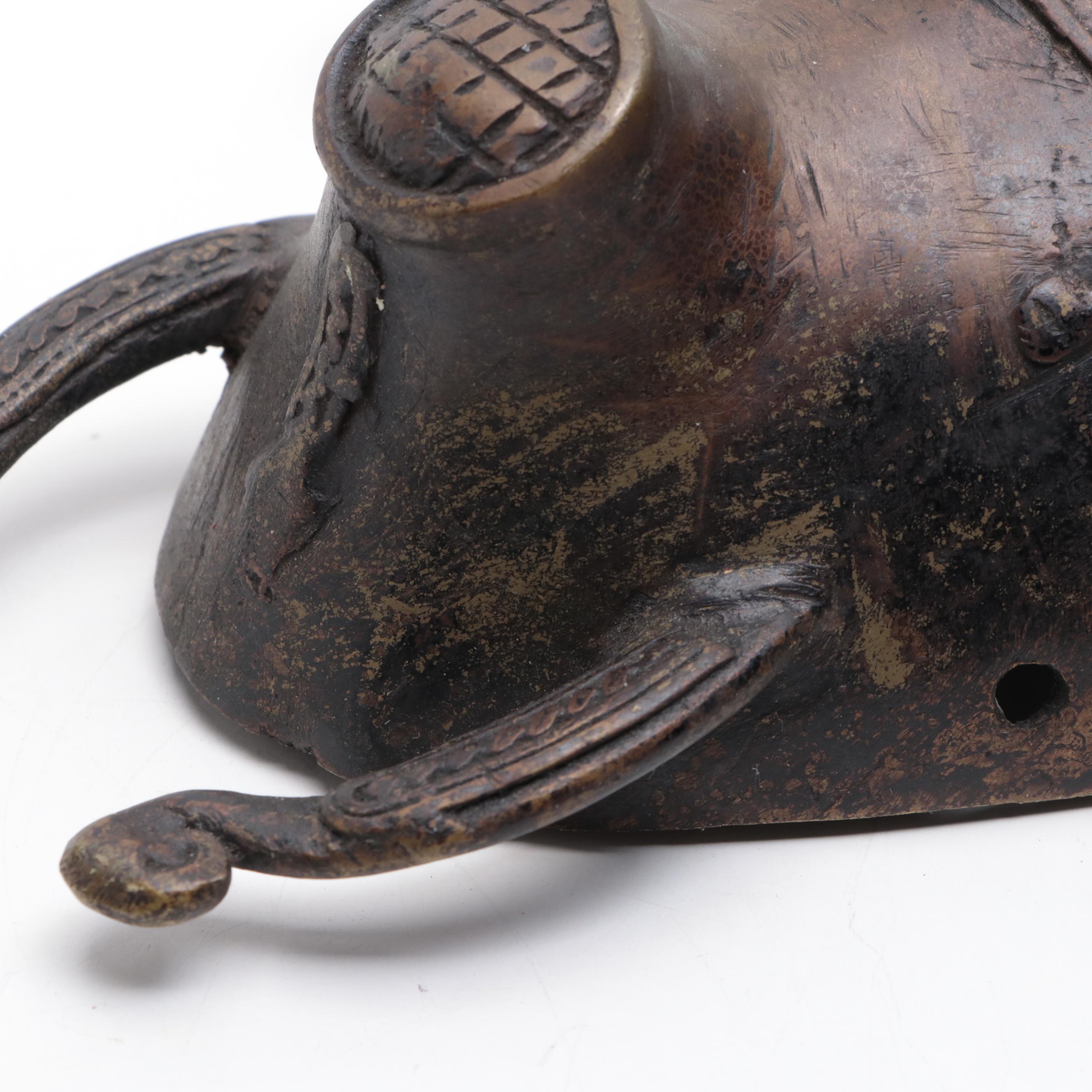 Senufo Ivory Coast African Kpelie Bronze Mask