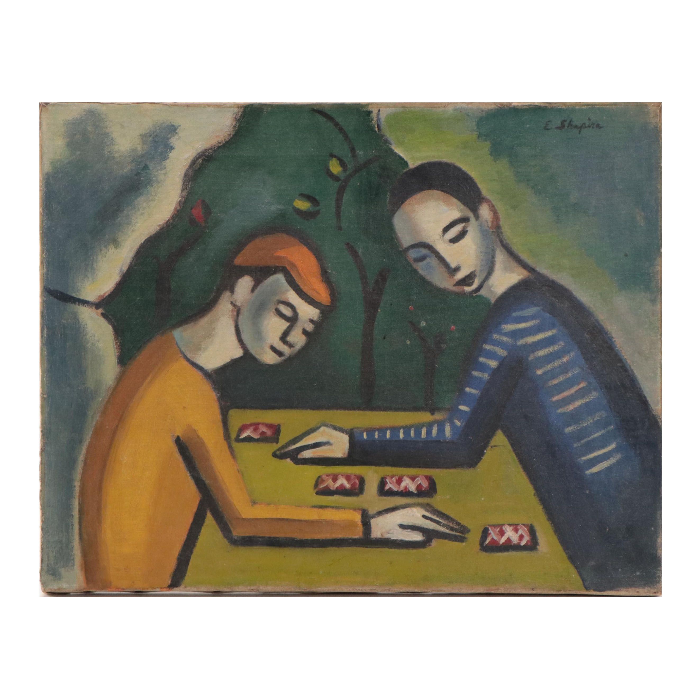 E. Shapira Figural Oil Painting "Adolescents"