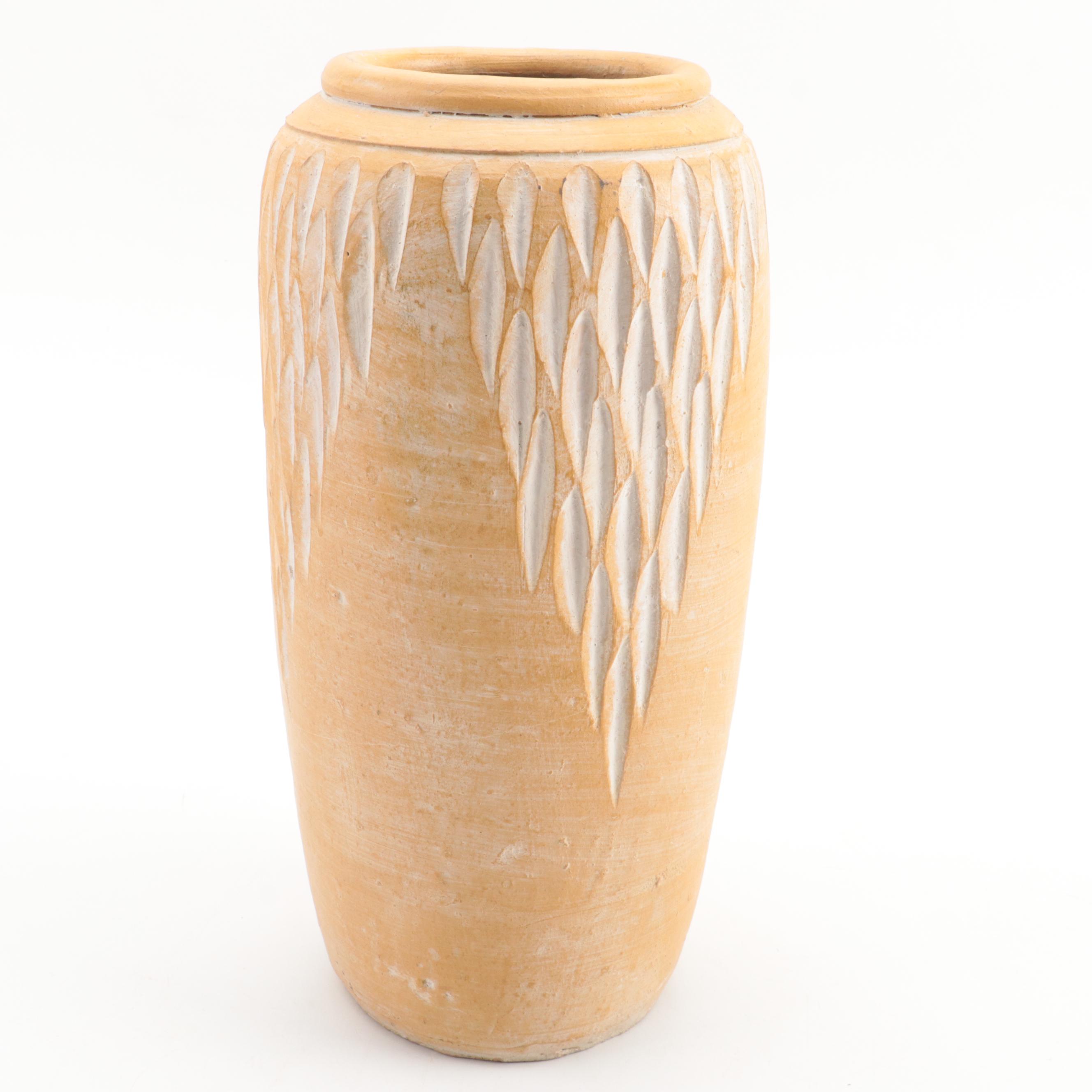 Studio Etched Art Pottery Vase