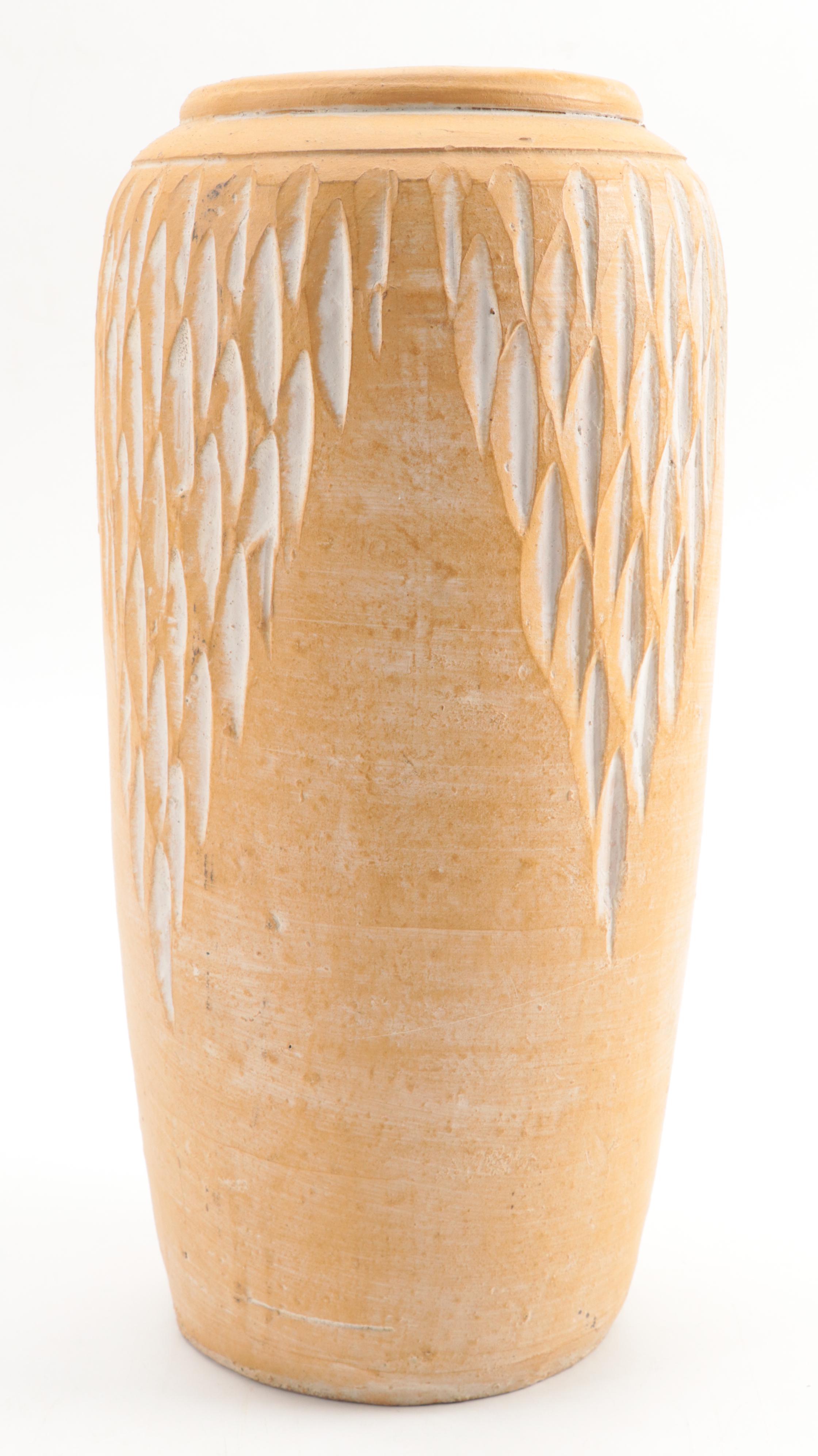 Studio Etched Art Pottery Vase