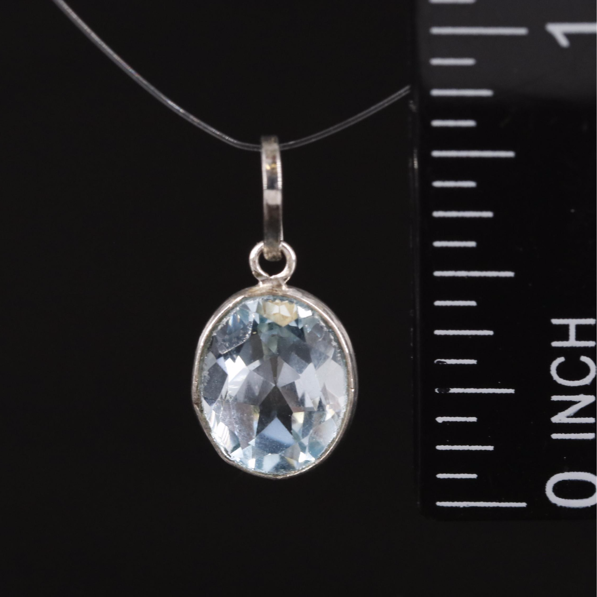 14K Blue Topaz Pendant