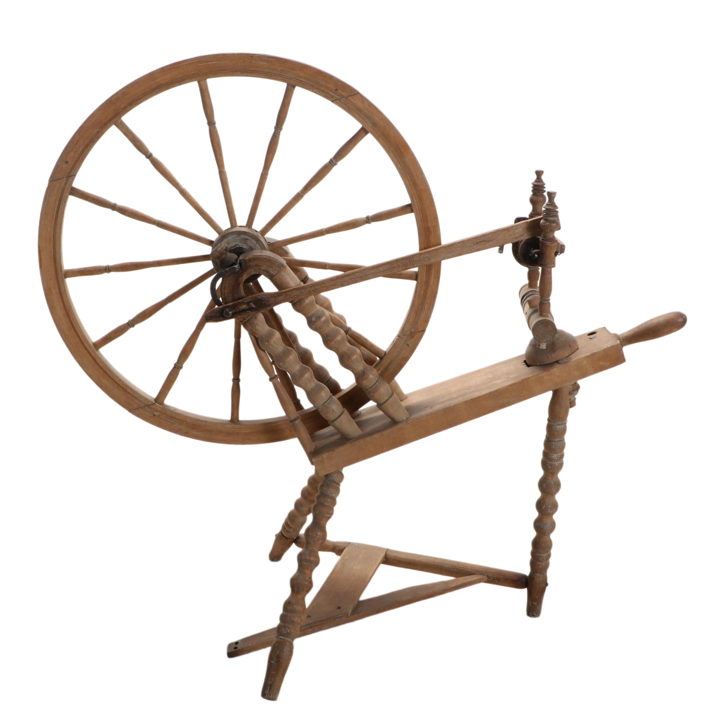 Toika Ulla Saxony Style Wooden Spinning Wheel, Early to Mid-20th Century