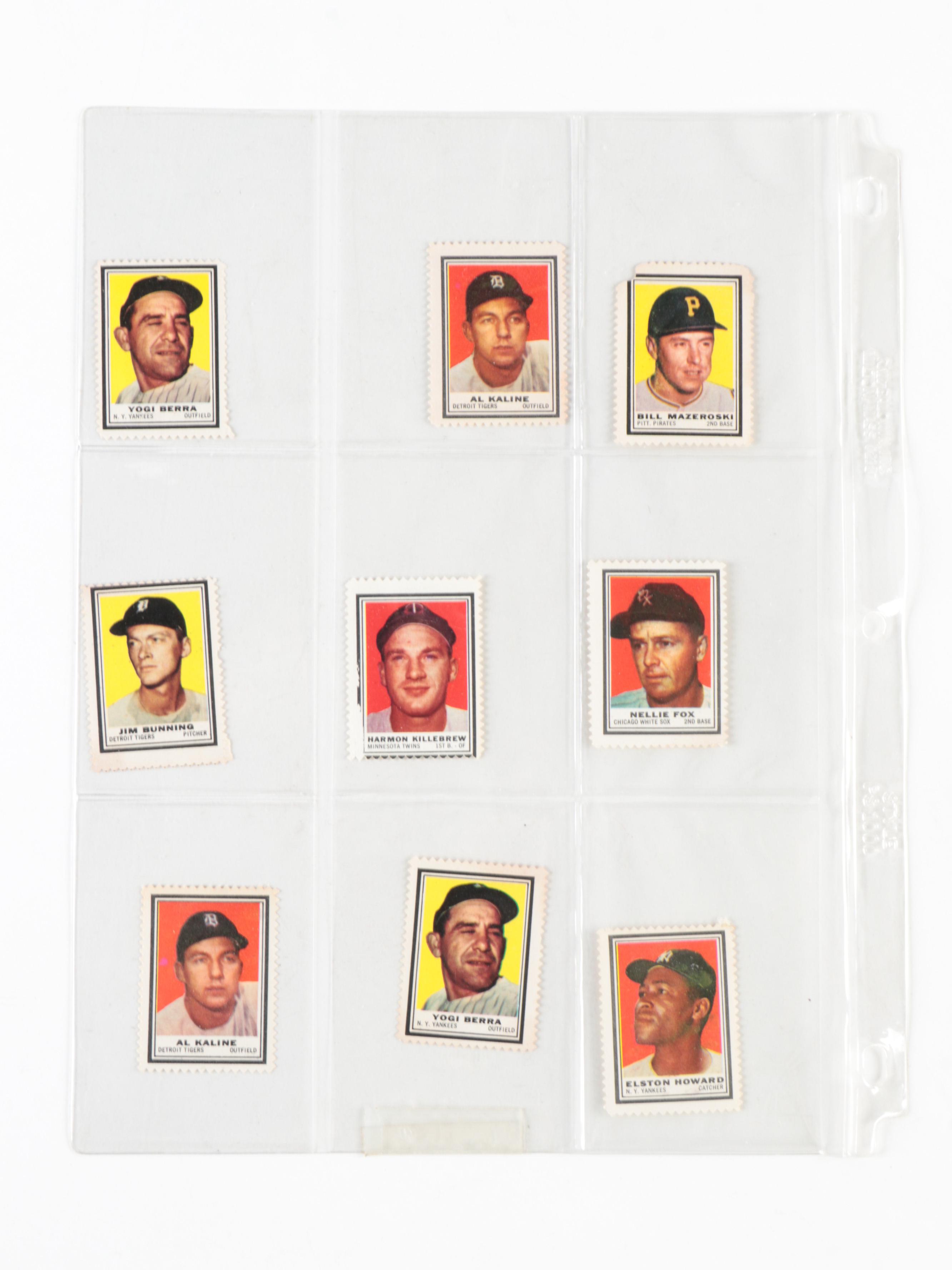 1962 Topps Stamps with Berra, Kaline, Killebrew, Team Stamps and More