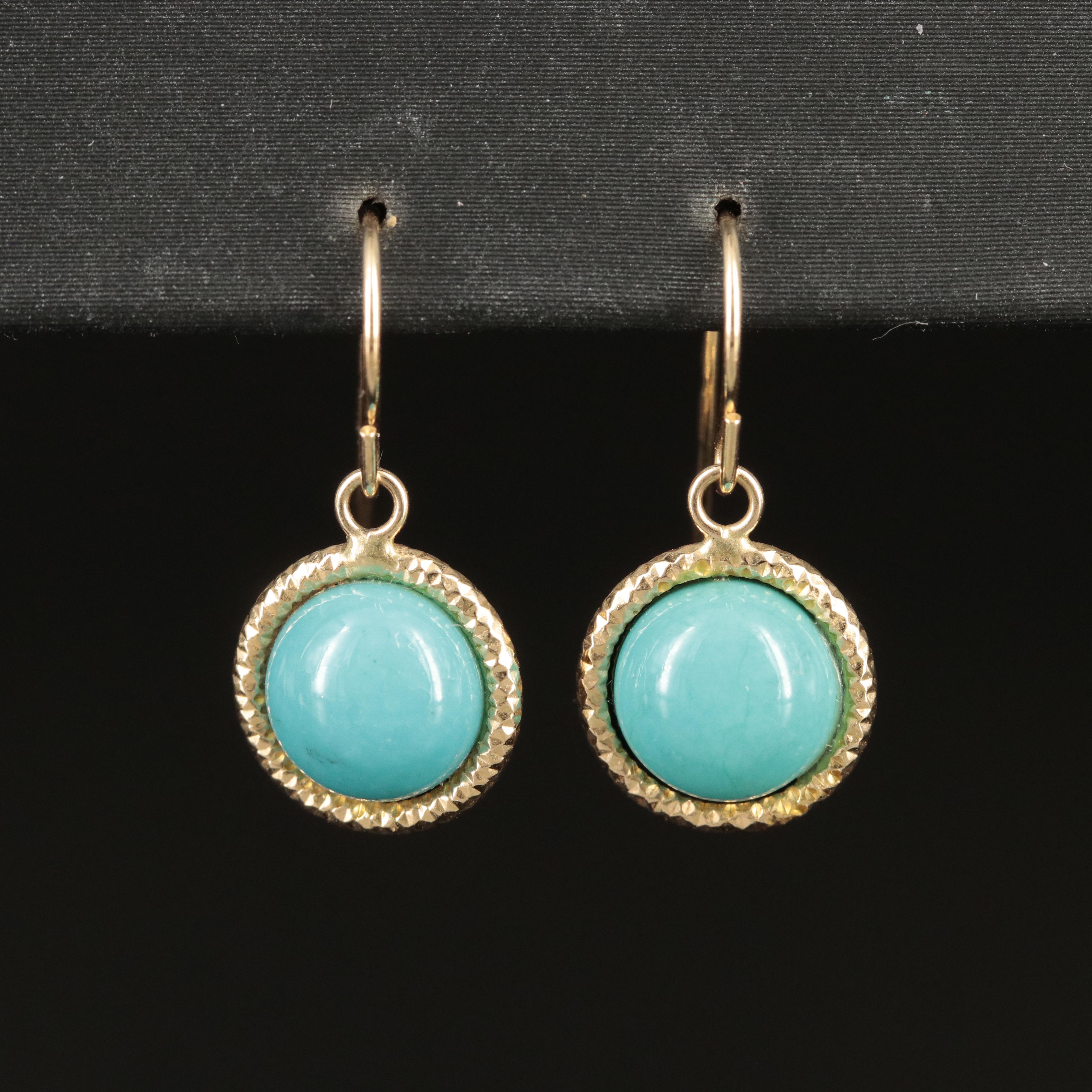 14K Turquoise Drop Earrings