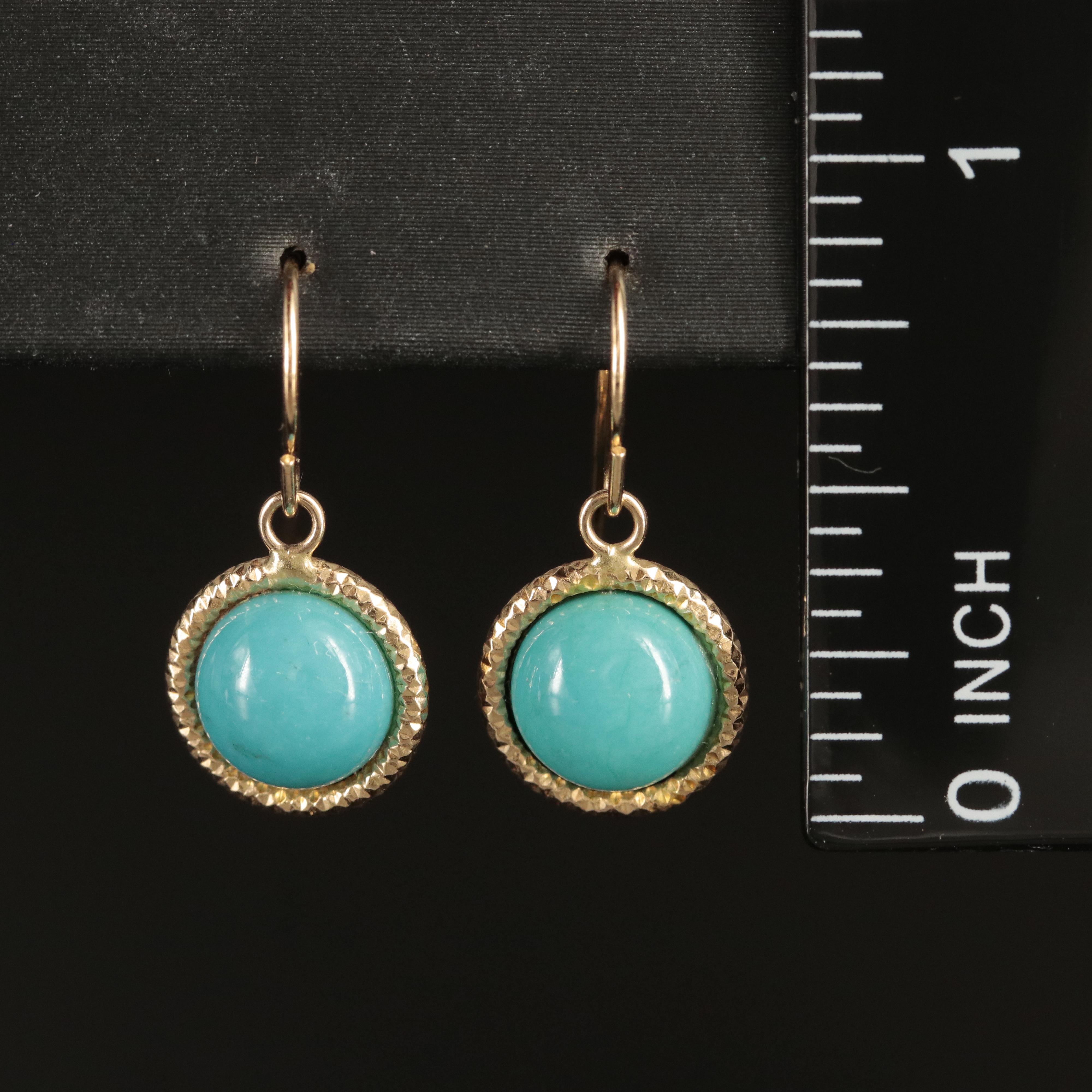 14K Turquoise Drop Earrings