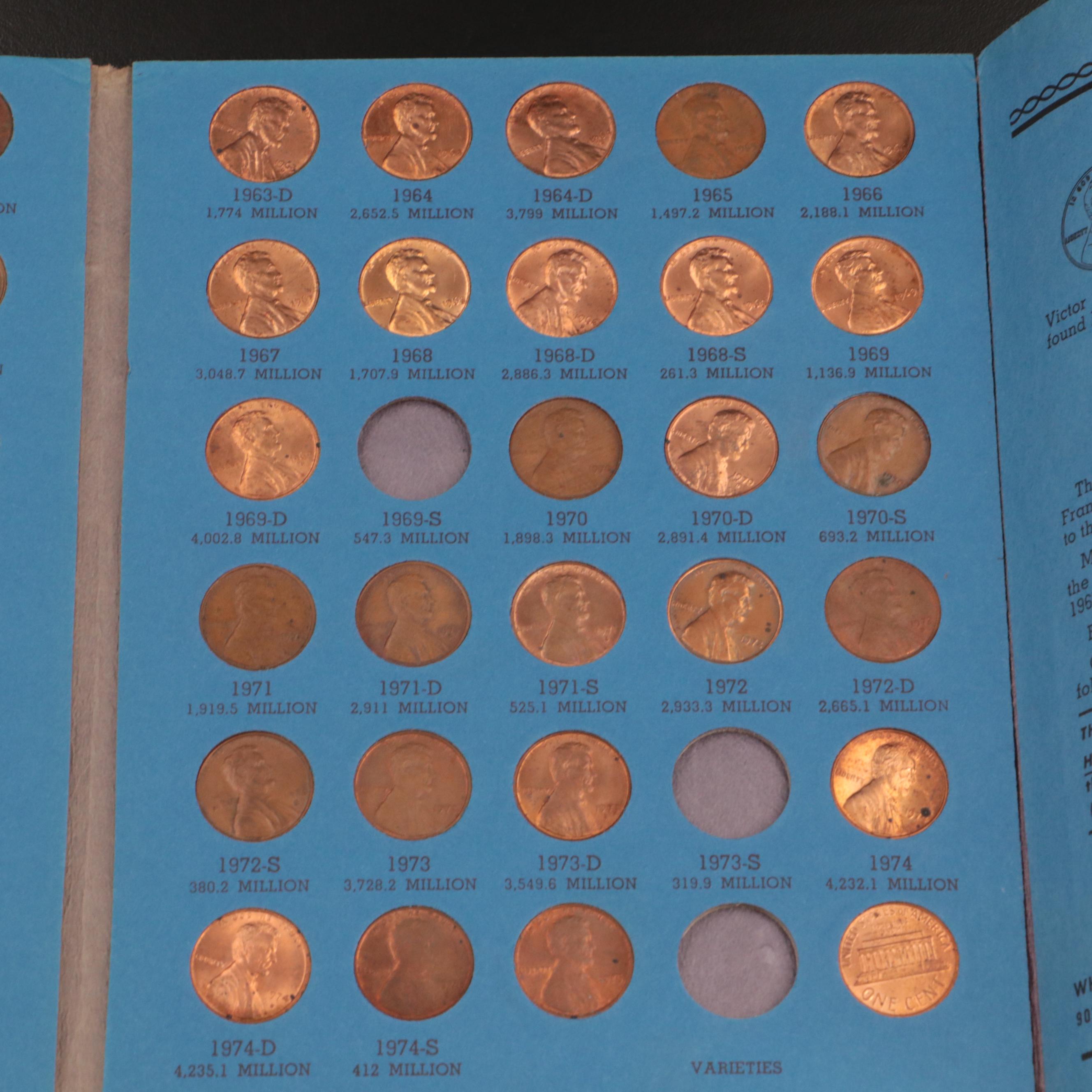 Two Binders of Lincoln Cents, 1909 to 1975
