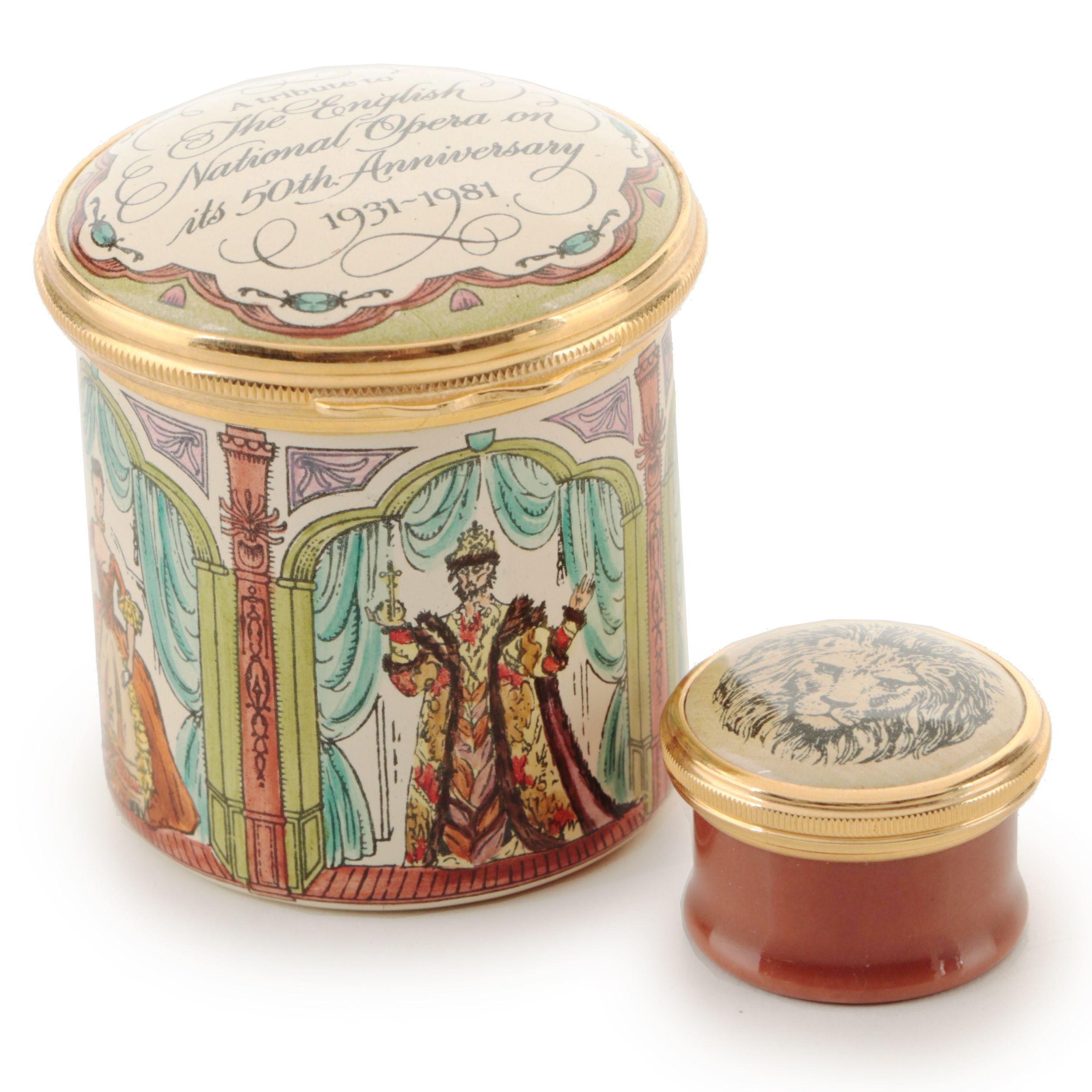 Halcyon Days 50th Anniversary English National Opera Box with Lion Head Box