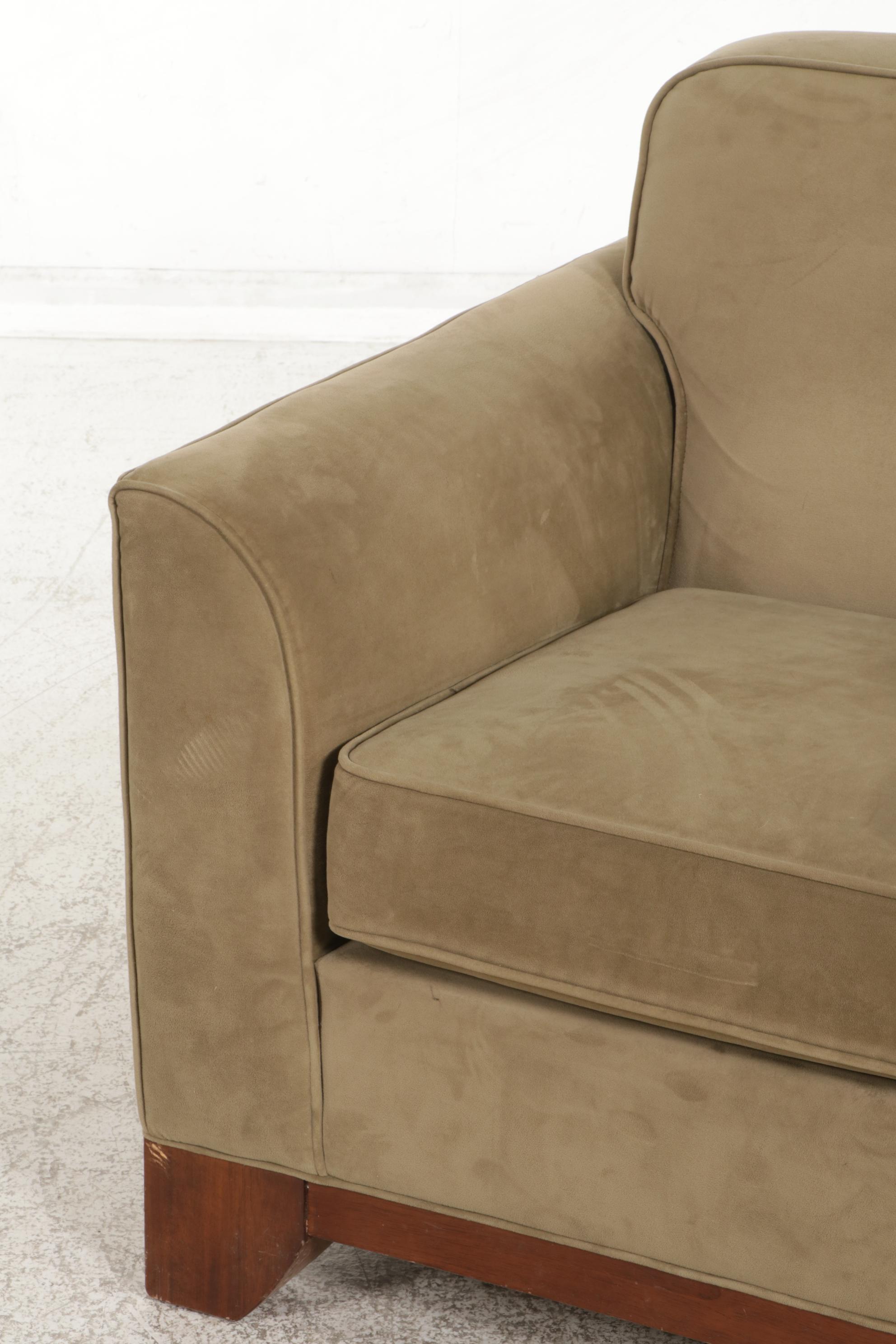 Contemporary Sage Green Microfiber Upholstered Easy Armchair