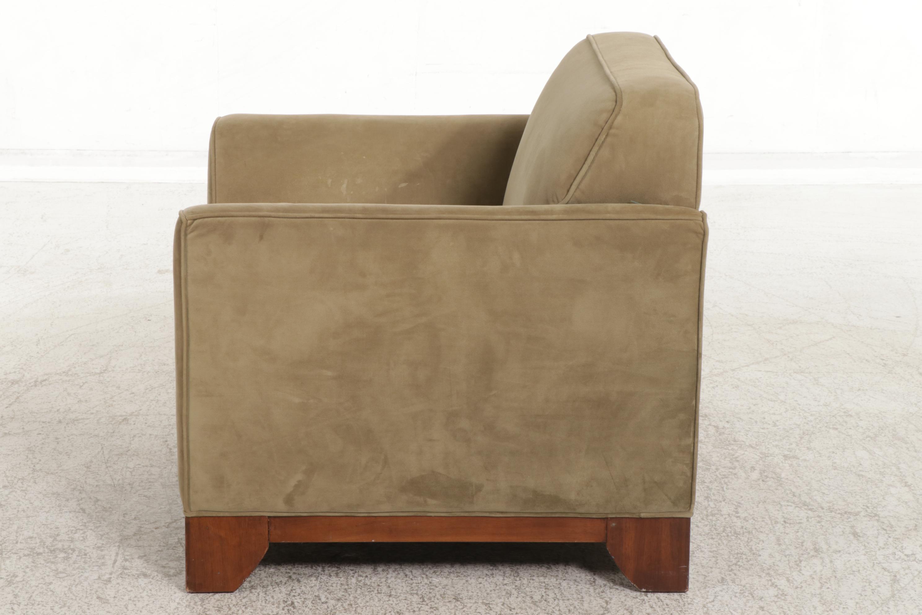 Contemporary Sage Green Microfiber Upholstered Easy Armchair