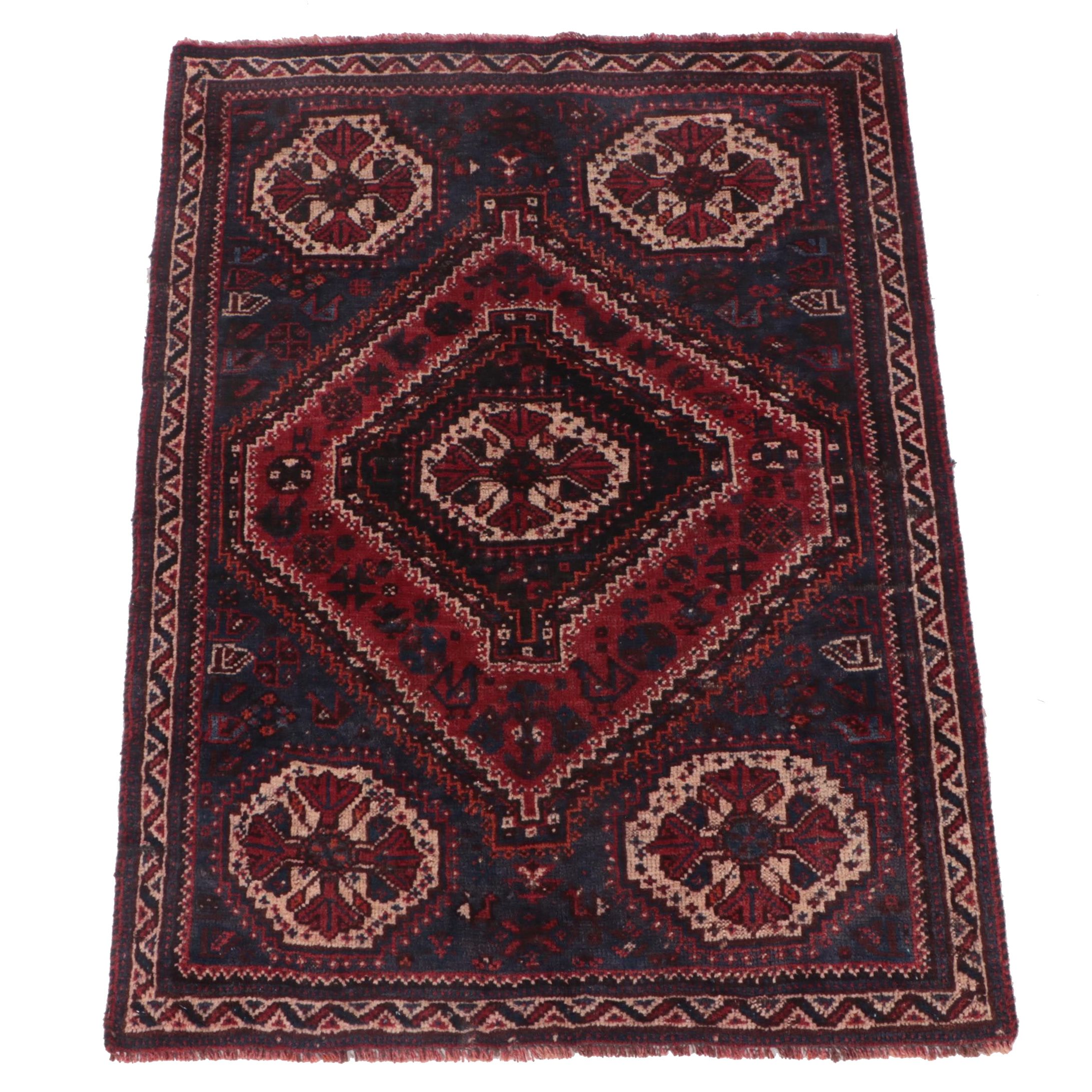 3'6 x 4'10 Hand-Knotted Persian Qashqai Accent Rug
