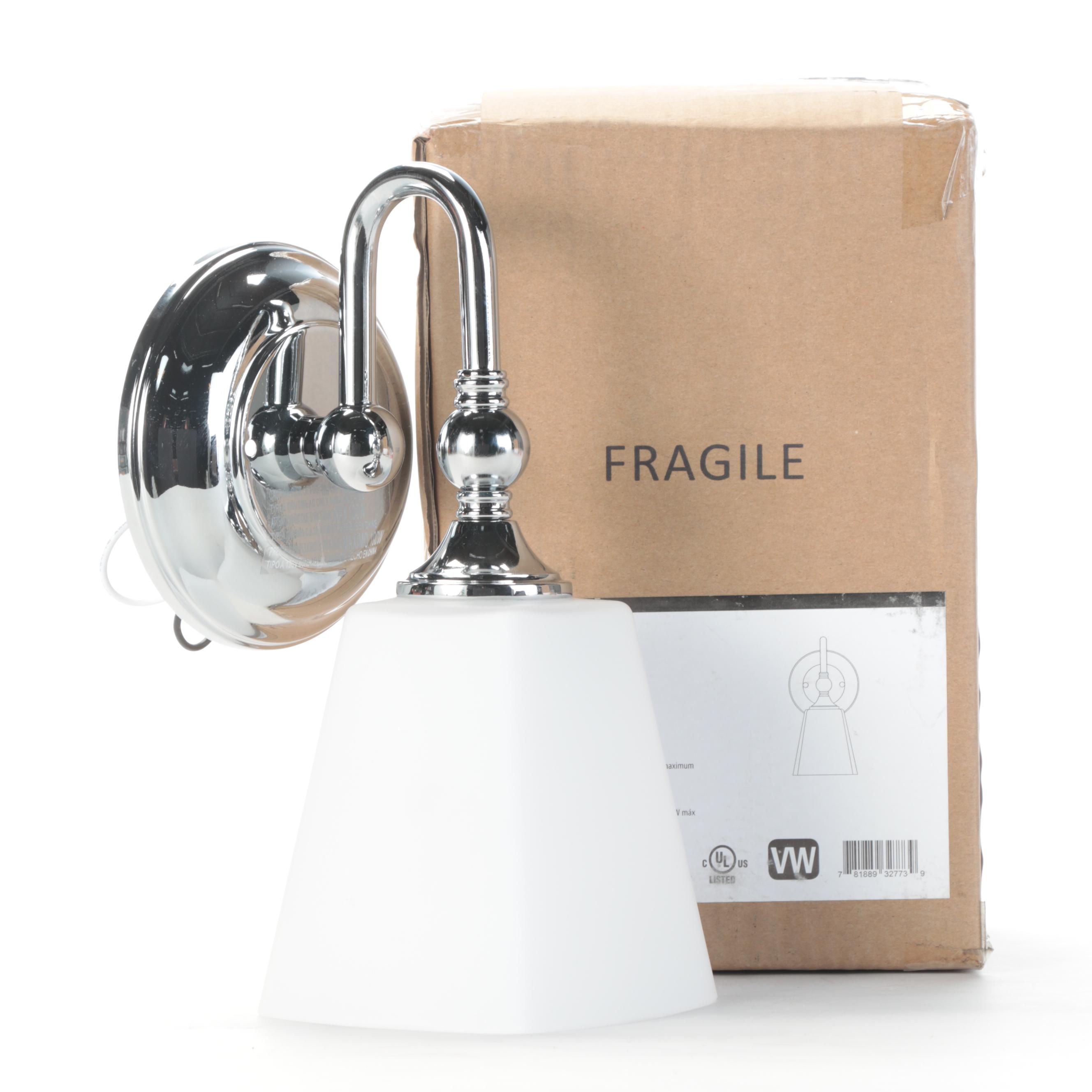 Pair of Polished Chrome Vanity Wall Sconces