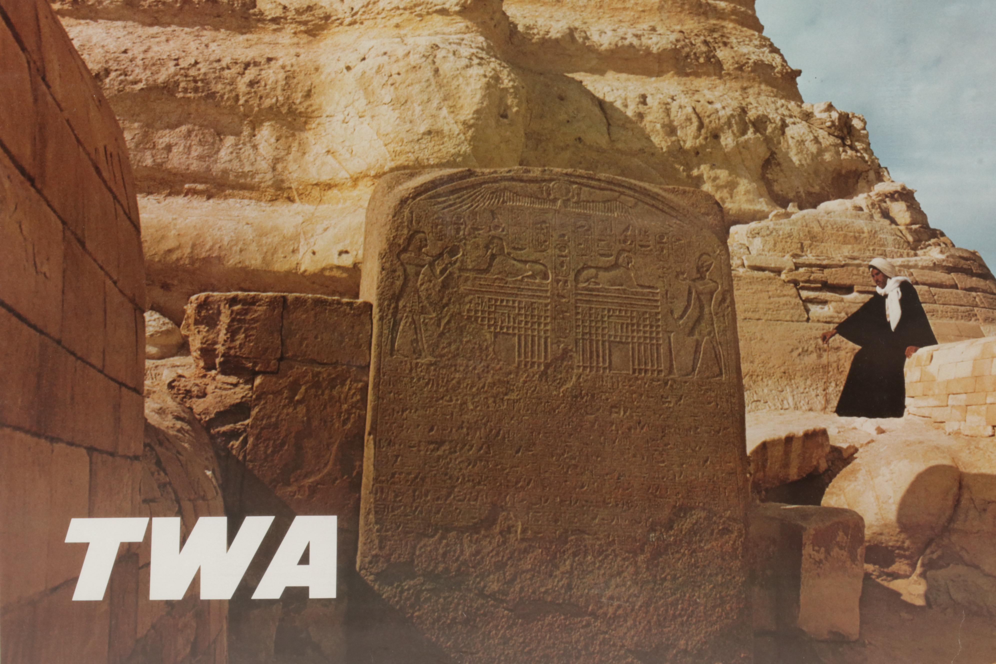 Trans World Airlines Offset Lithograph Posters "Egypt" and "Italy," 1973