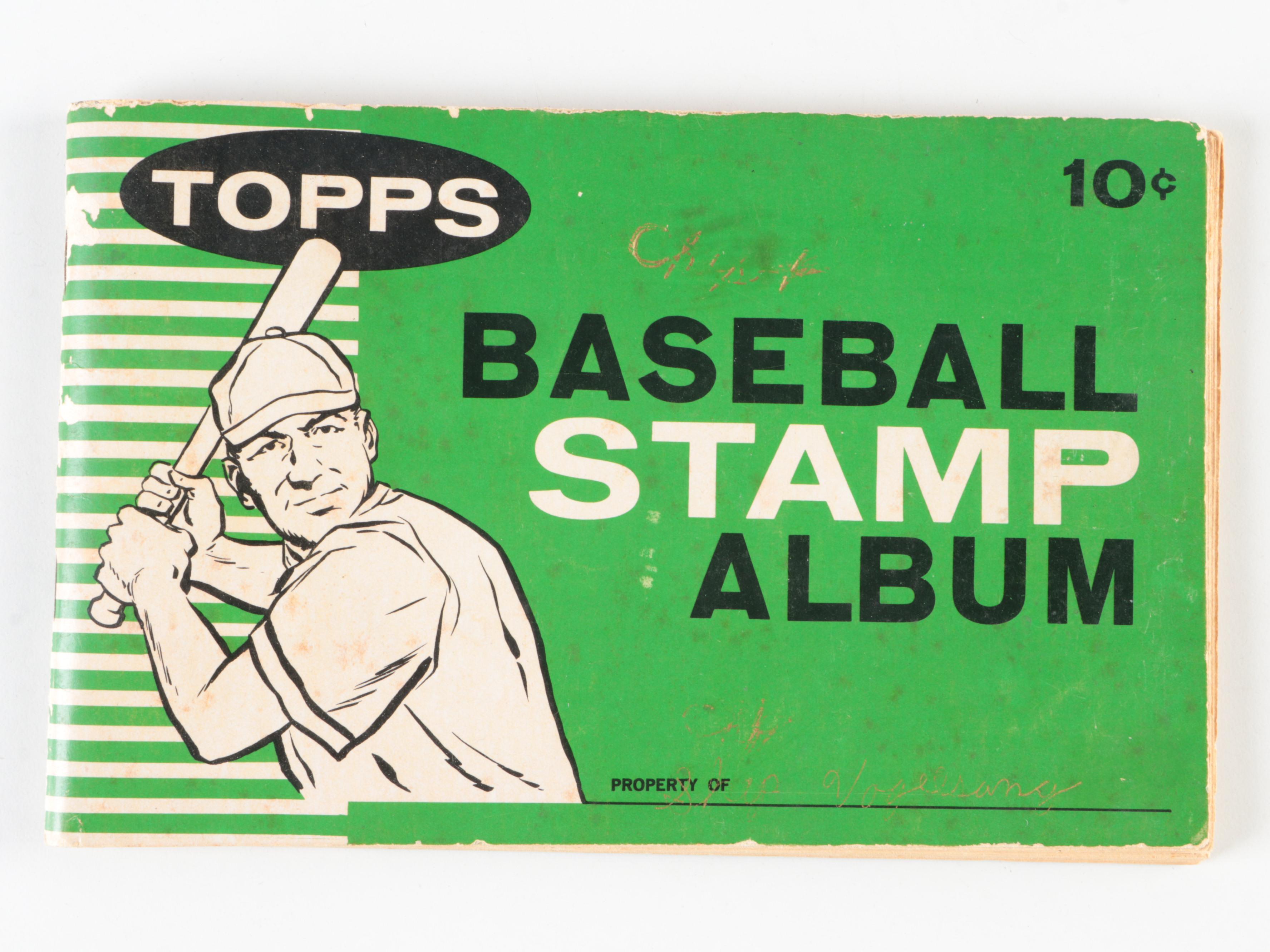 Topps Baseball Stamps and Hobby Card Albums with Mays, Aaron, More, 1960s–1970s
