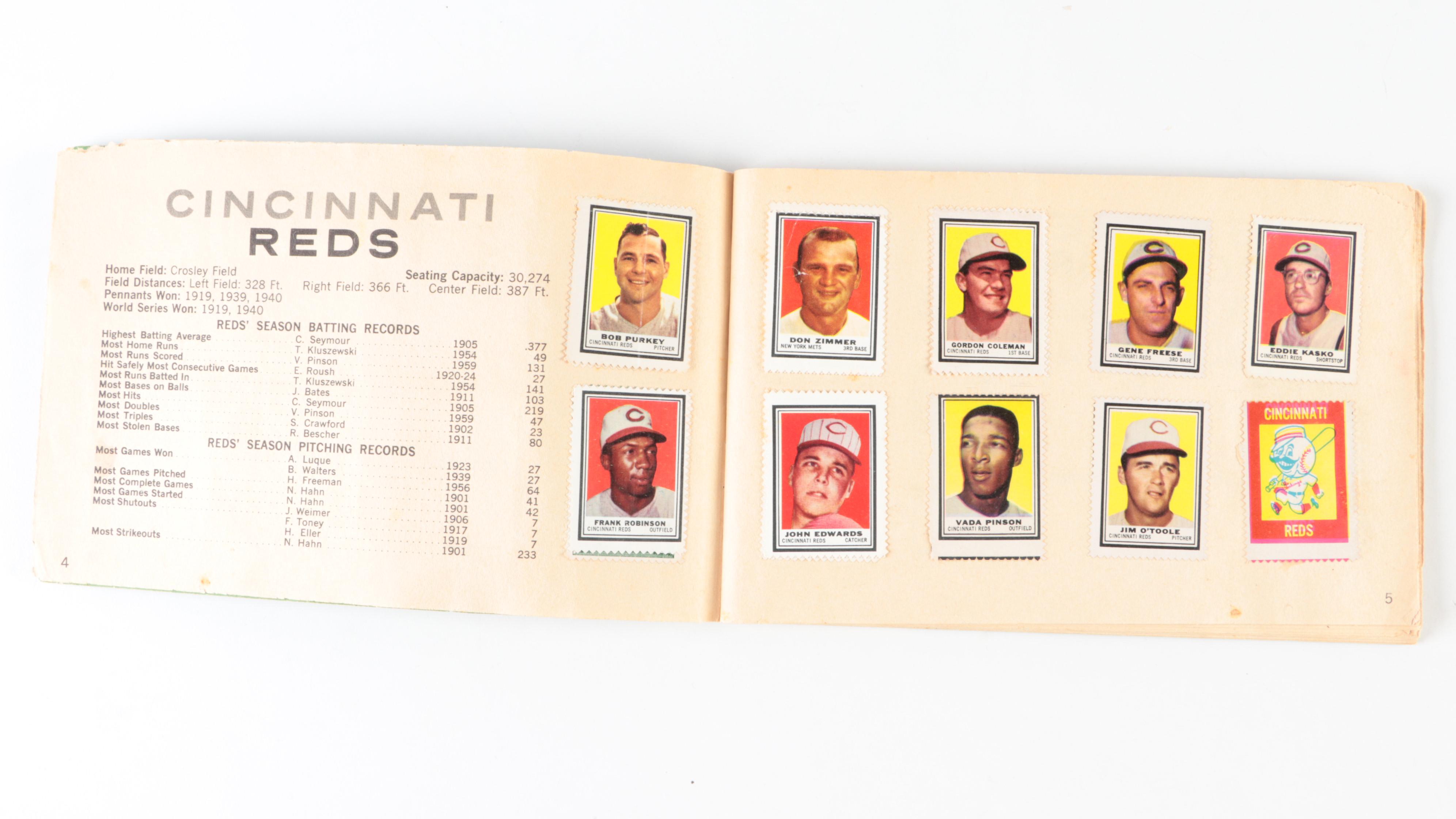 Topps Baseball Stamps and Hobby Card Albums with Mays, Aaron, More, 1960s–1970s