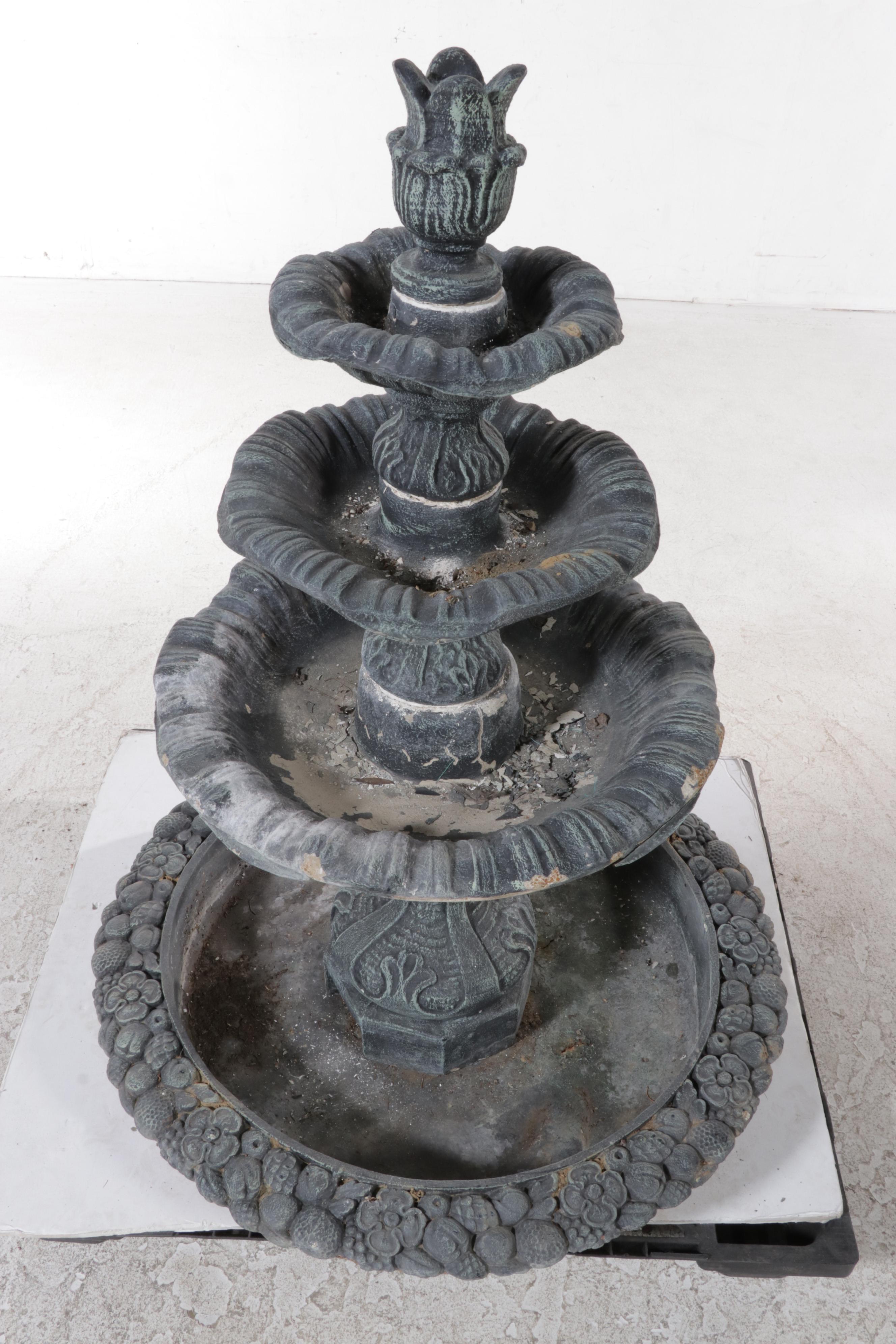 Neoclassical Style Four Tier Cast Concrete Outdoor Fountain