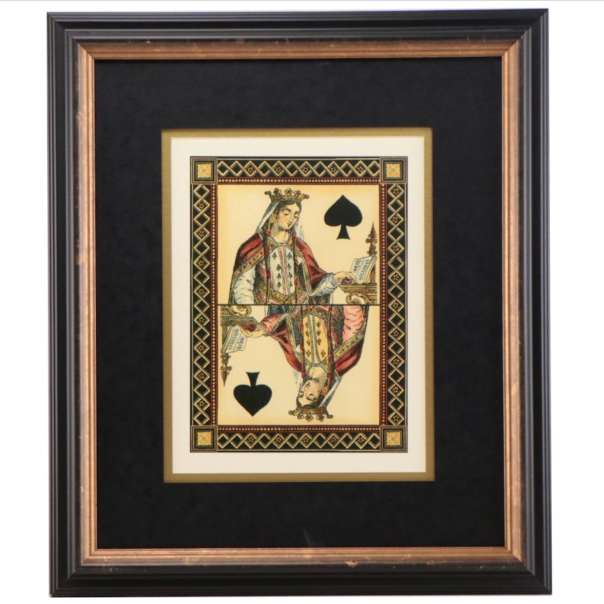 Offset Lithograph of the Queen of Spades "Let's Play Cards"