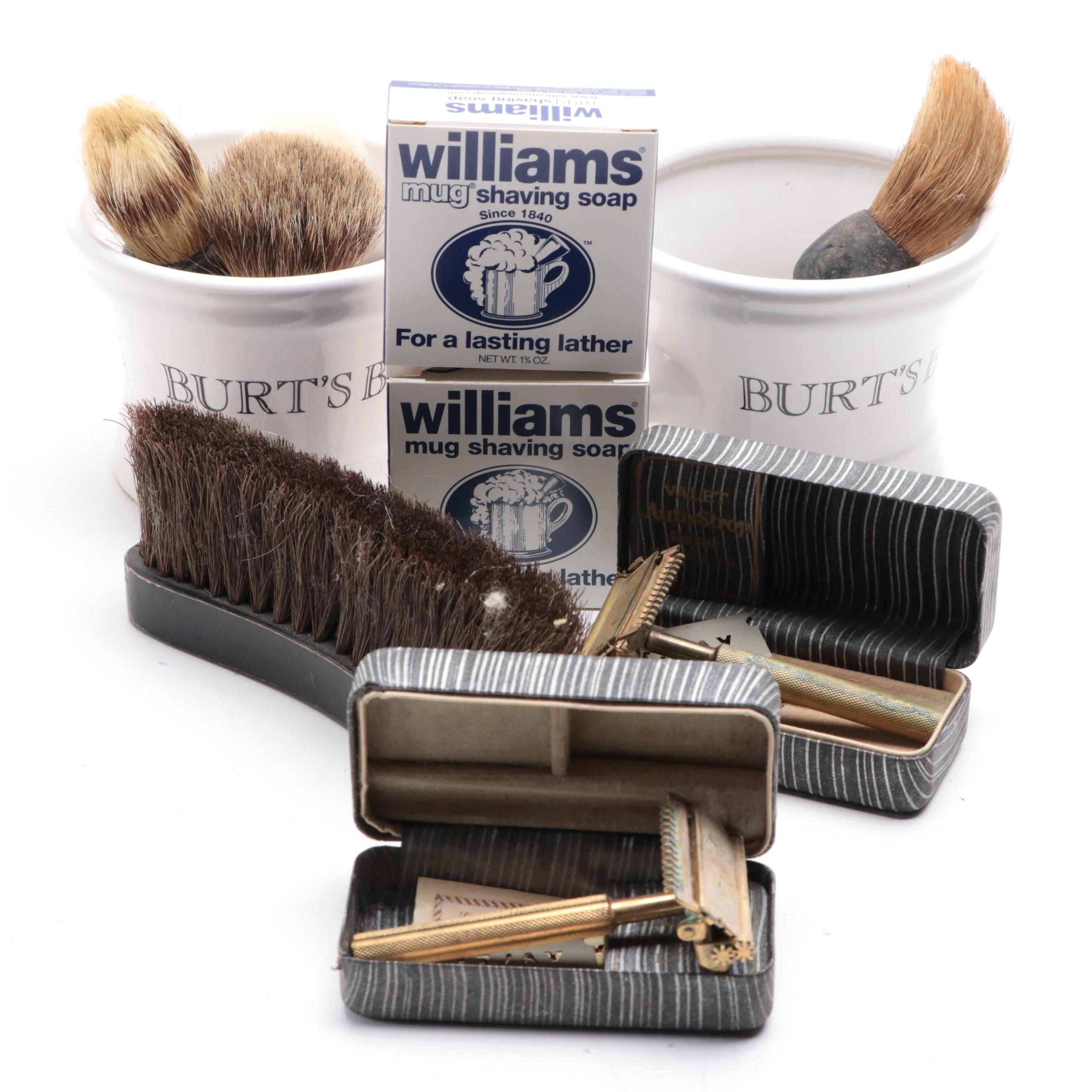 Bert's Bees Ceramic Shaving Mugs with Brushes and Razors