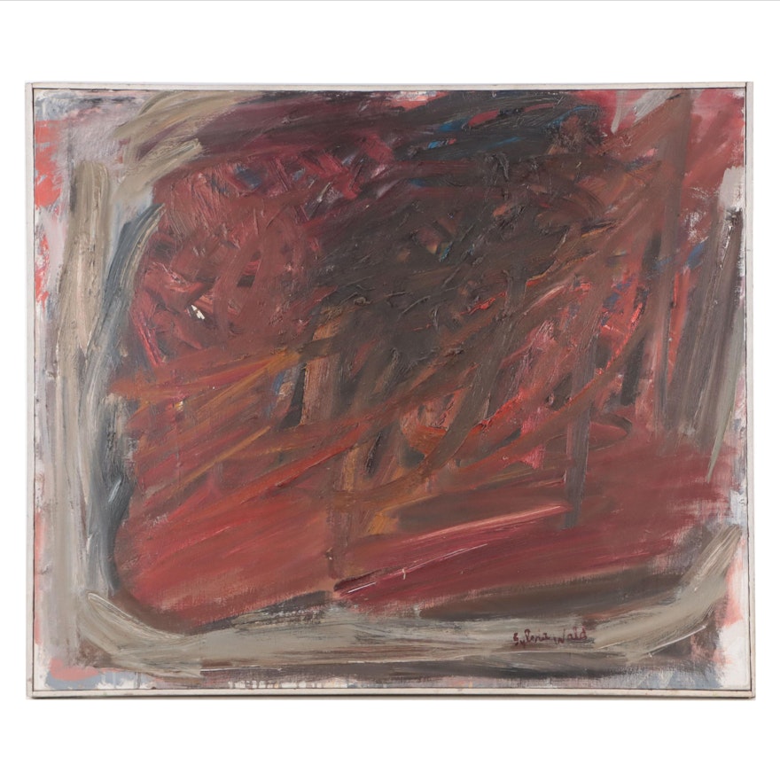 Sylvia Wald Abstract Expressionist Style Oil Painting, Circa 1960