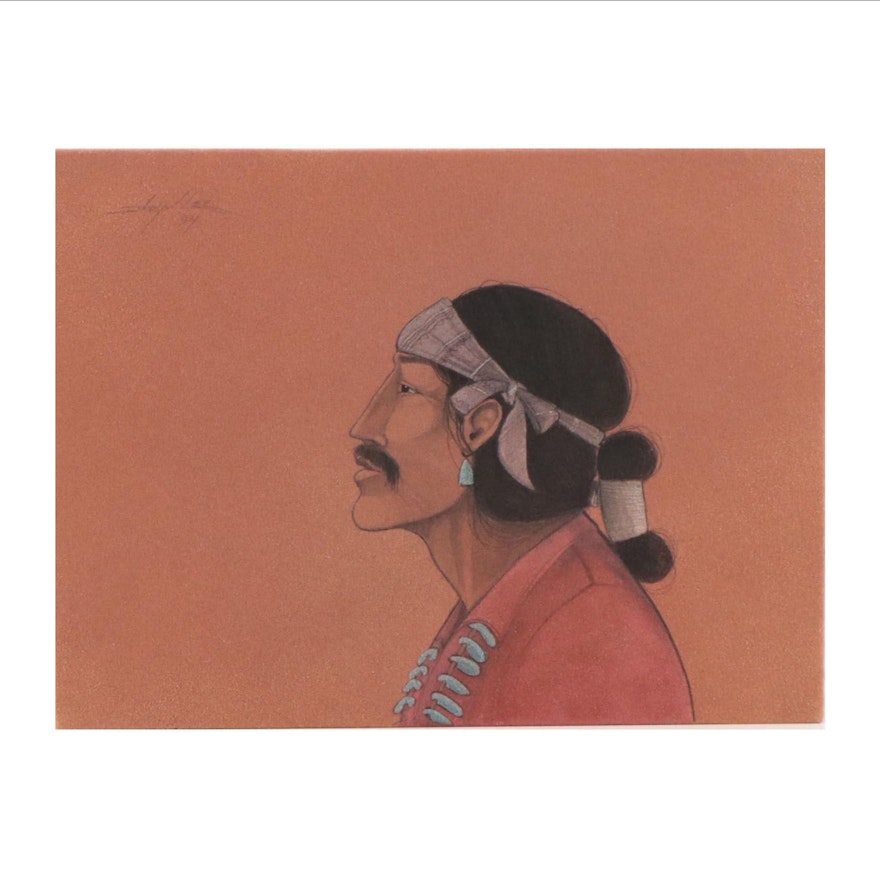 Floyd Lee Portrait Navajo Sand Painting, 1994
