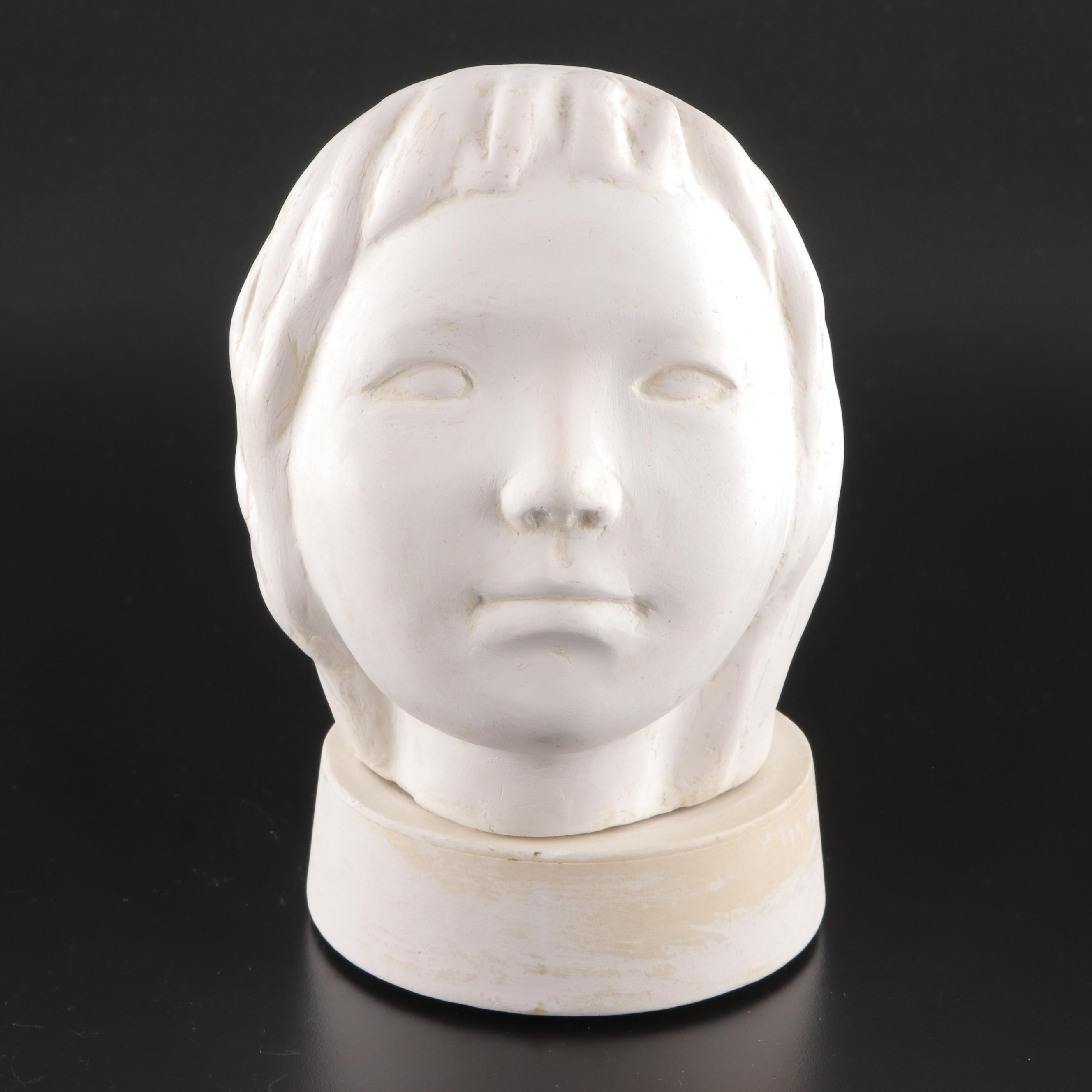 Cast Plaster Bust, Mid to Late 20th Century