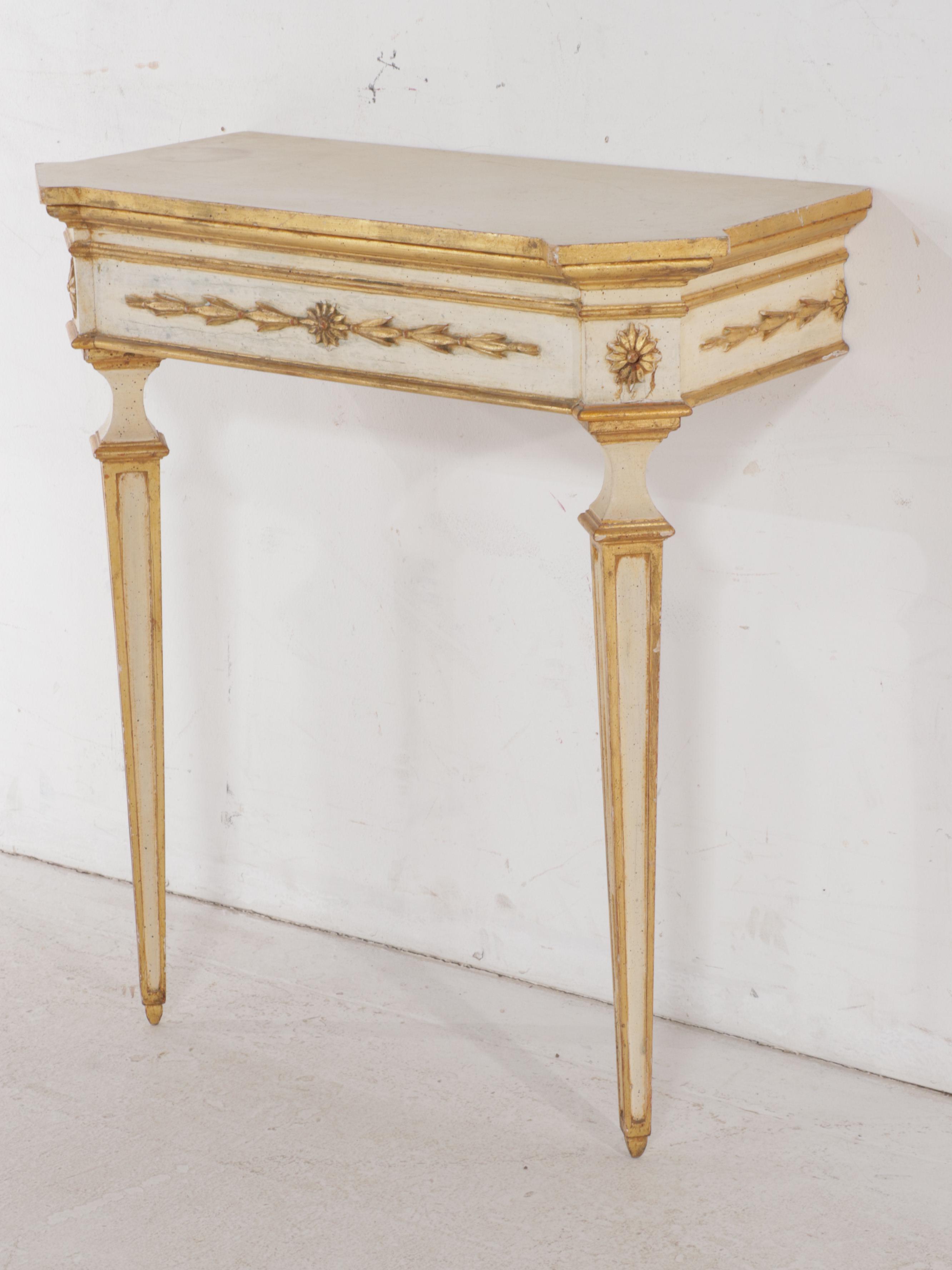 Italian Neoclassical Style Cream and Gold Painted Console Table