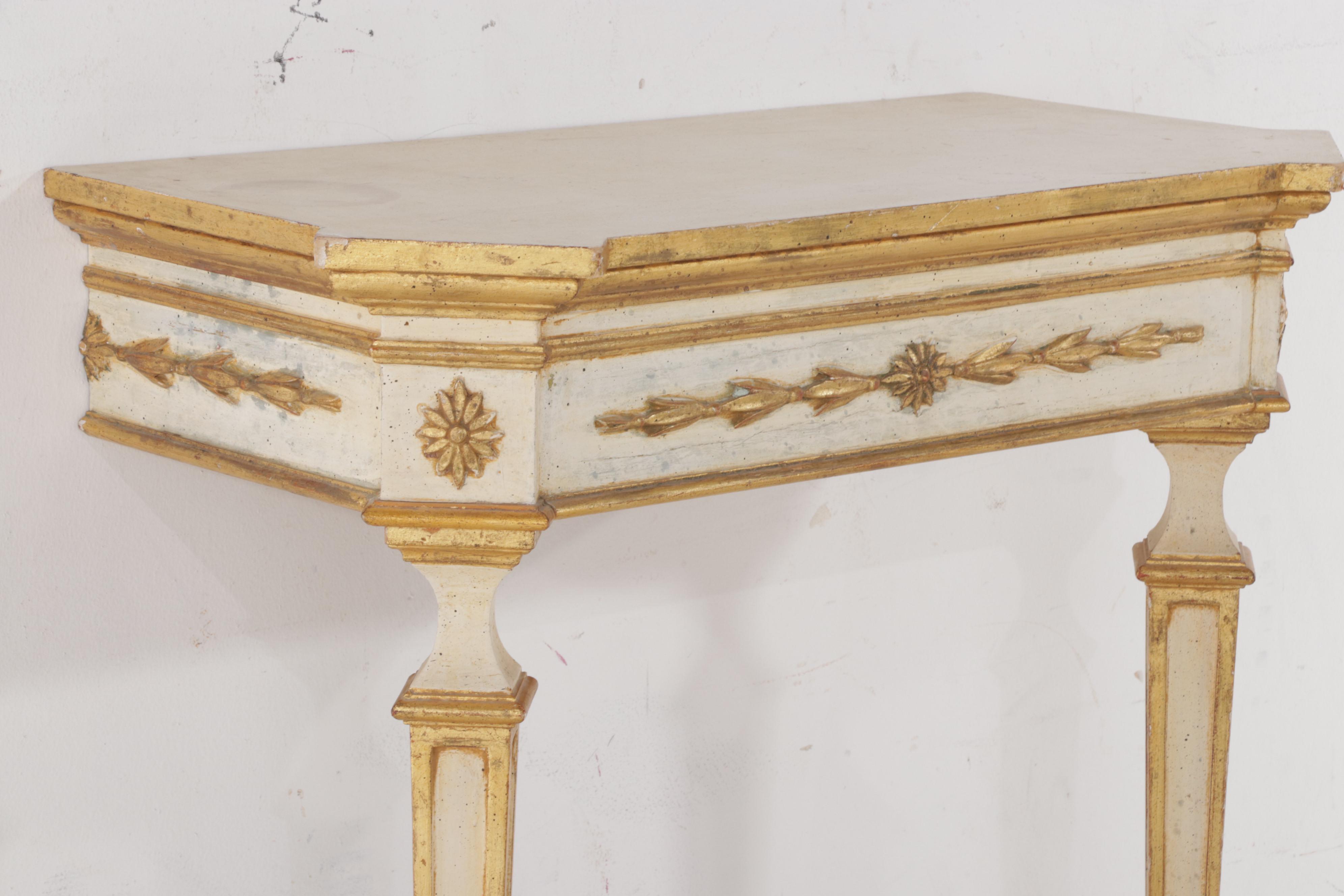 Italian Neoclassical Style Cream and Gold Painted Console Table