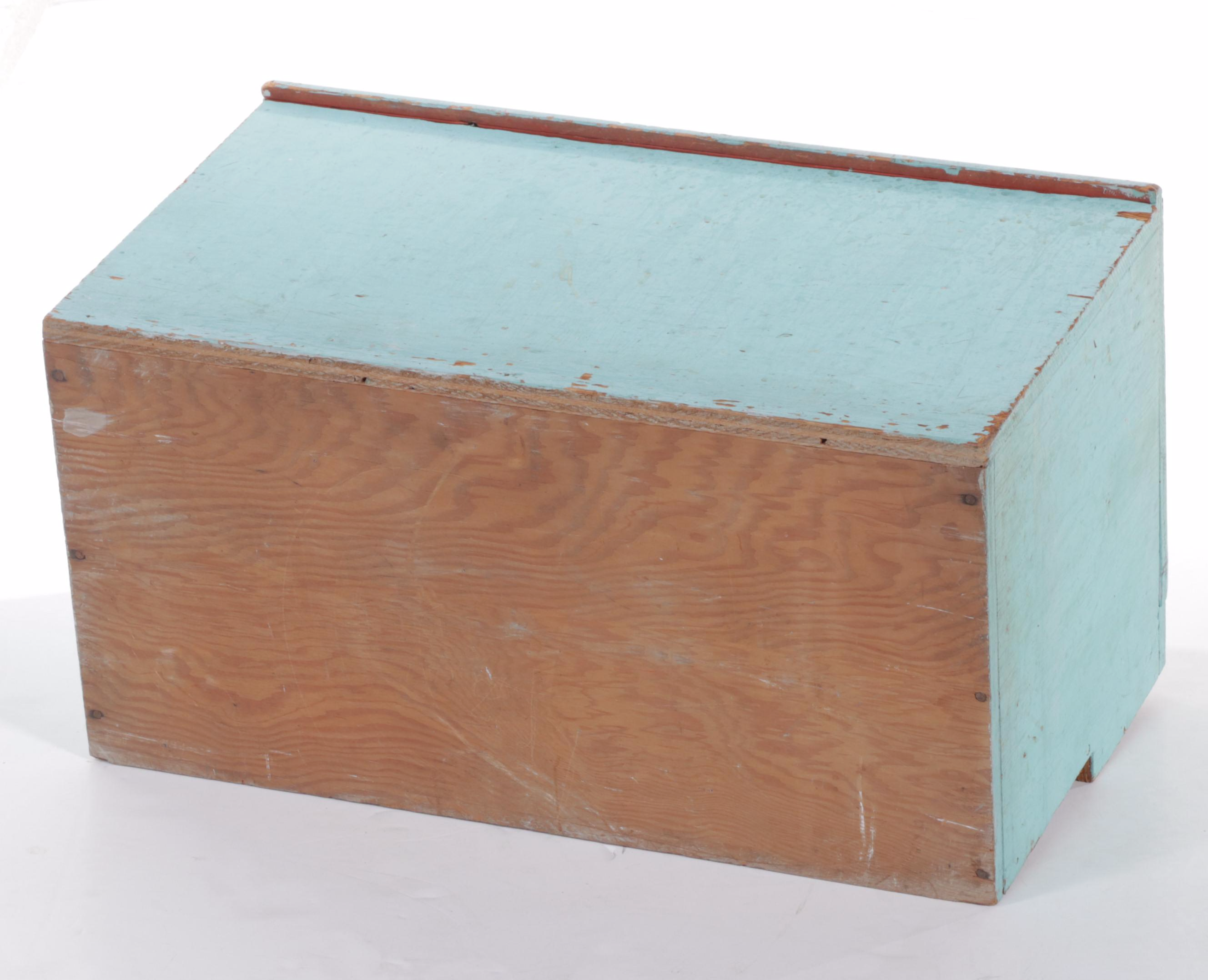 Primitive Blue-Painted Pine Lift-Top Chest, Early to Mid 20th Century