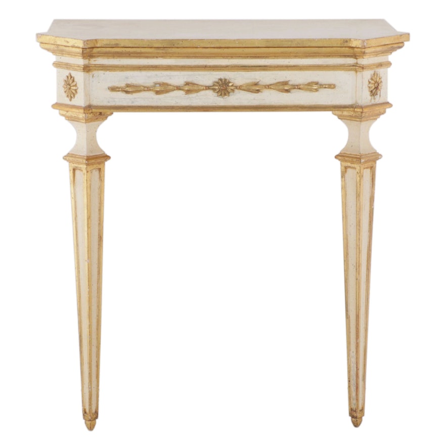 Italian Neoclassical Style Cream and Gold Painted Console Table