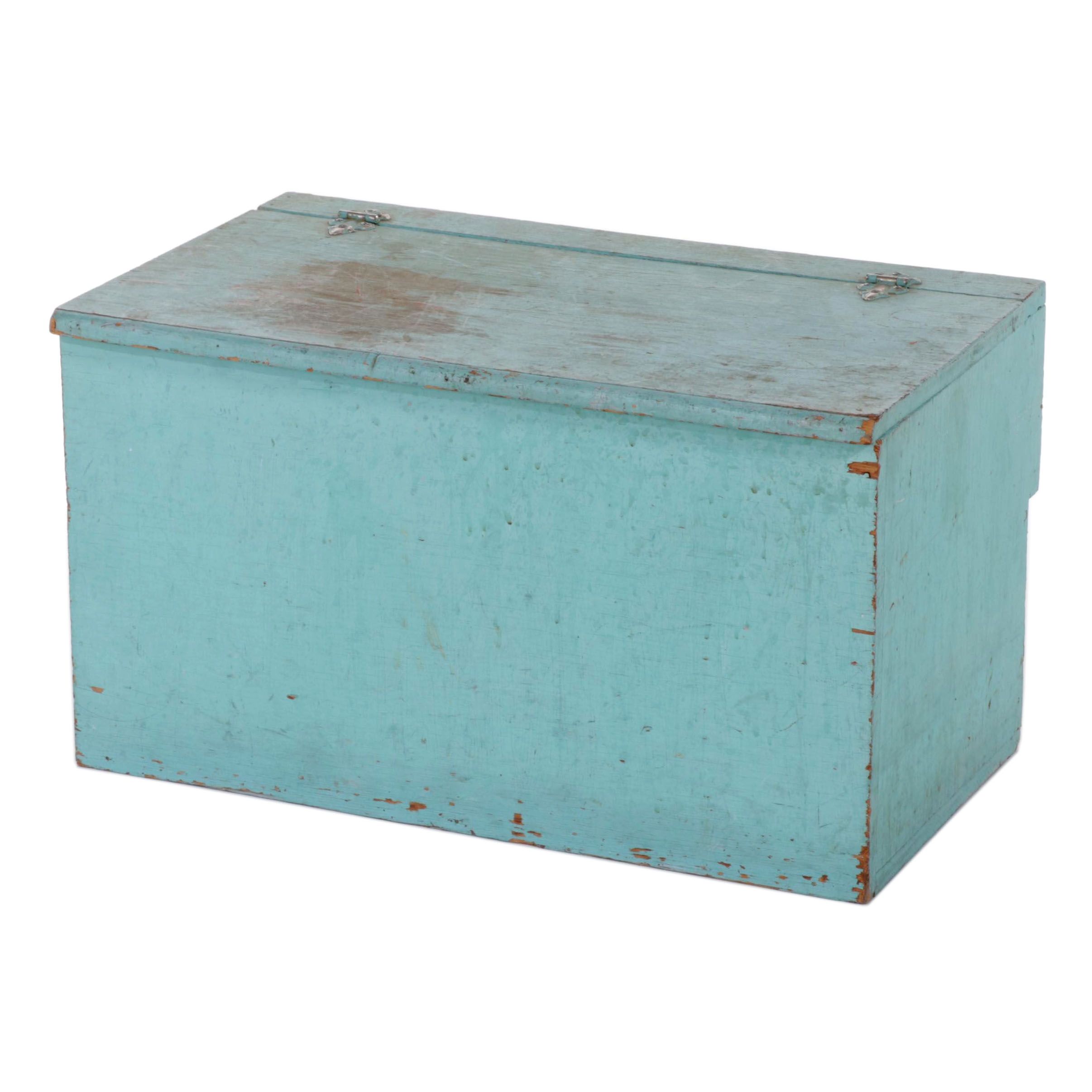 Primitive Blue-Painted Pine Lift-Top Chest, Early to Mid 20th Century