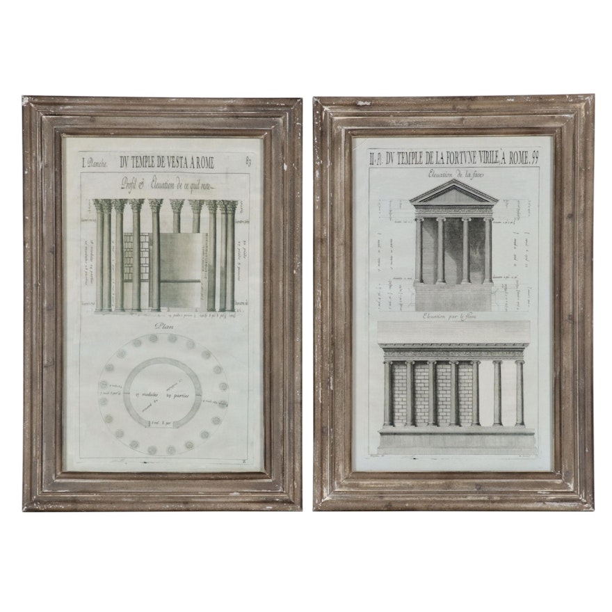 Offset Lithographs After Architectural Engravings